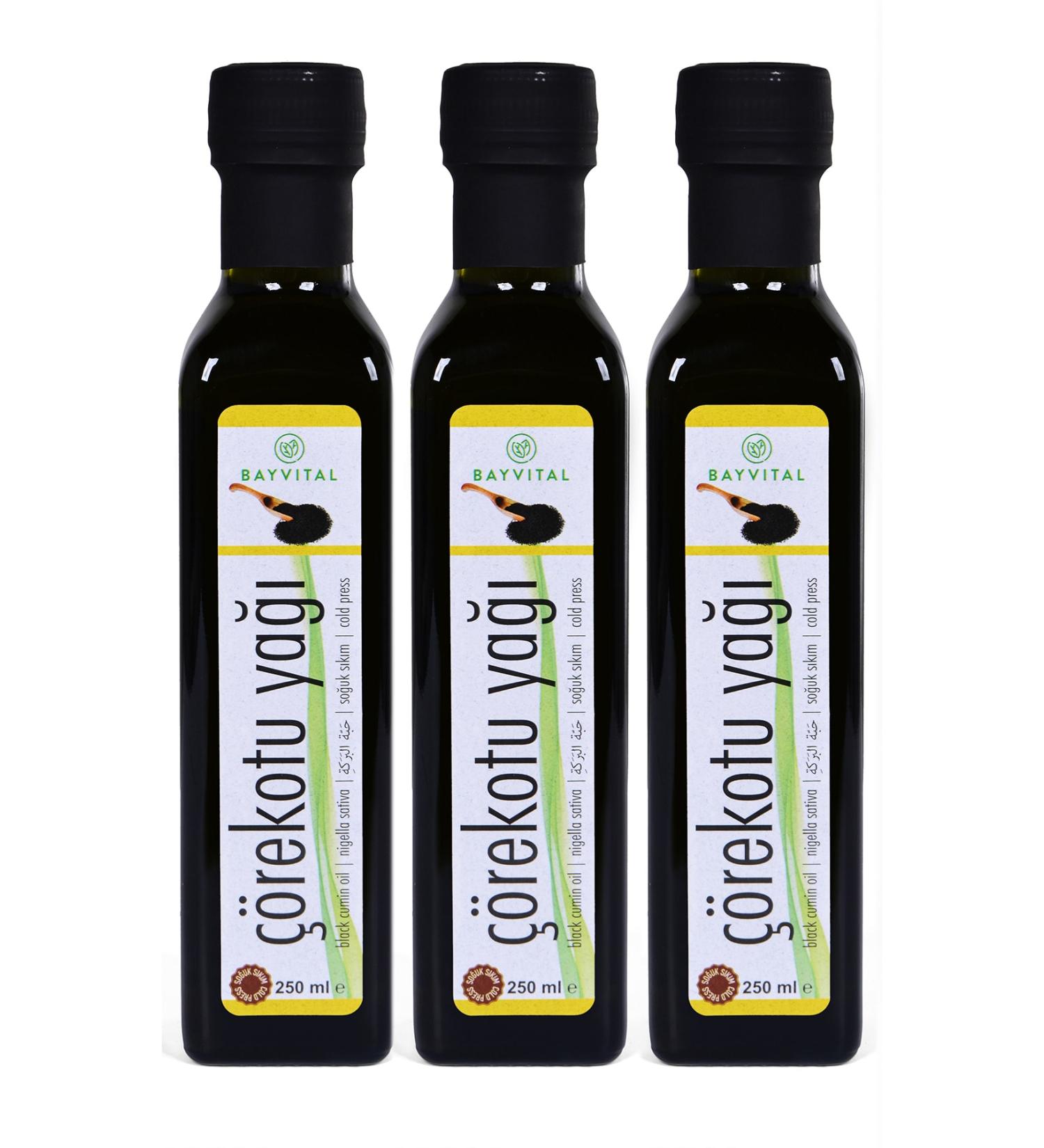 BAYV TAL 3 Pieces X 250 Ml Cold Pressed Black Cumin Oil (Black Cumin Oil) 750 Ml