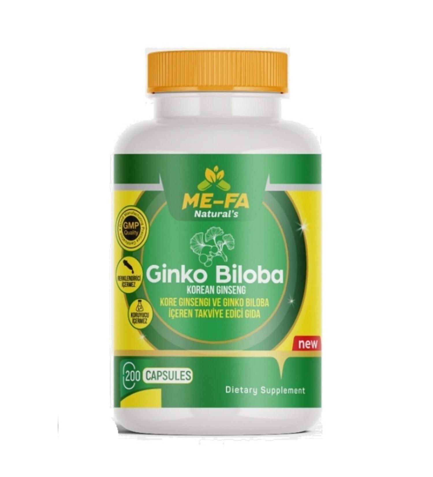 Mefa Naturals Ginkgo Biloba And Korean Ginseng 200 Capsules - Buy Online on GoSupps.com