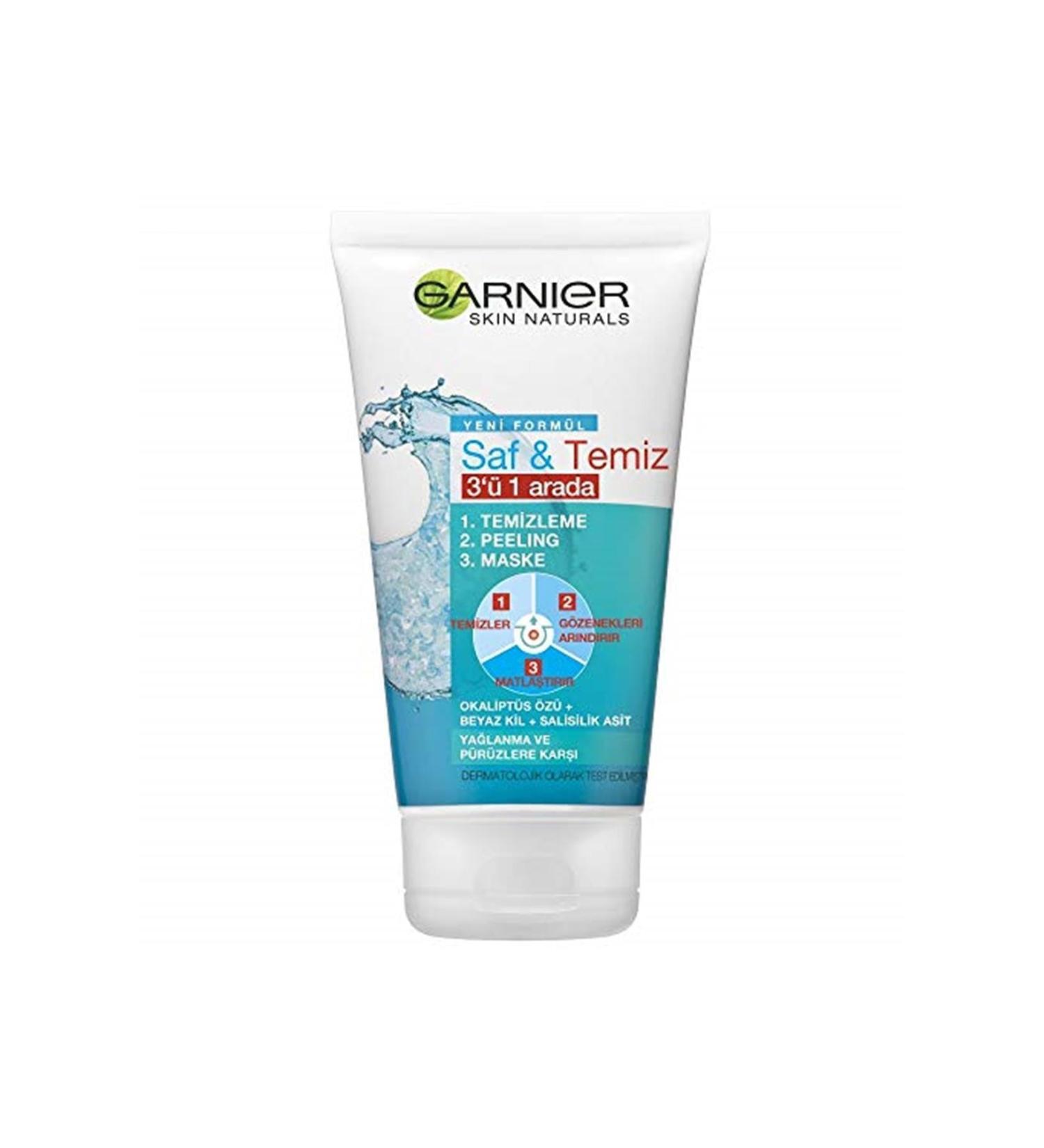 Garnier Skin Naturals Pure & Clean 3 in 1 150ml 1 Pack (1 x 150 ml) - Buy Online on GoSupps.com