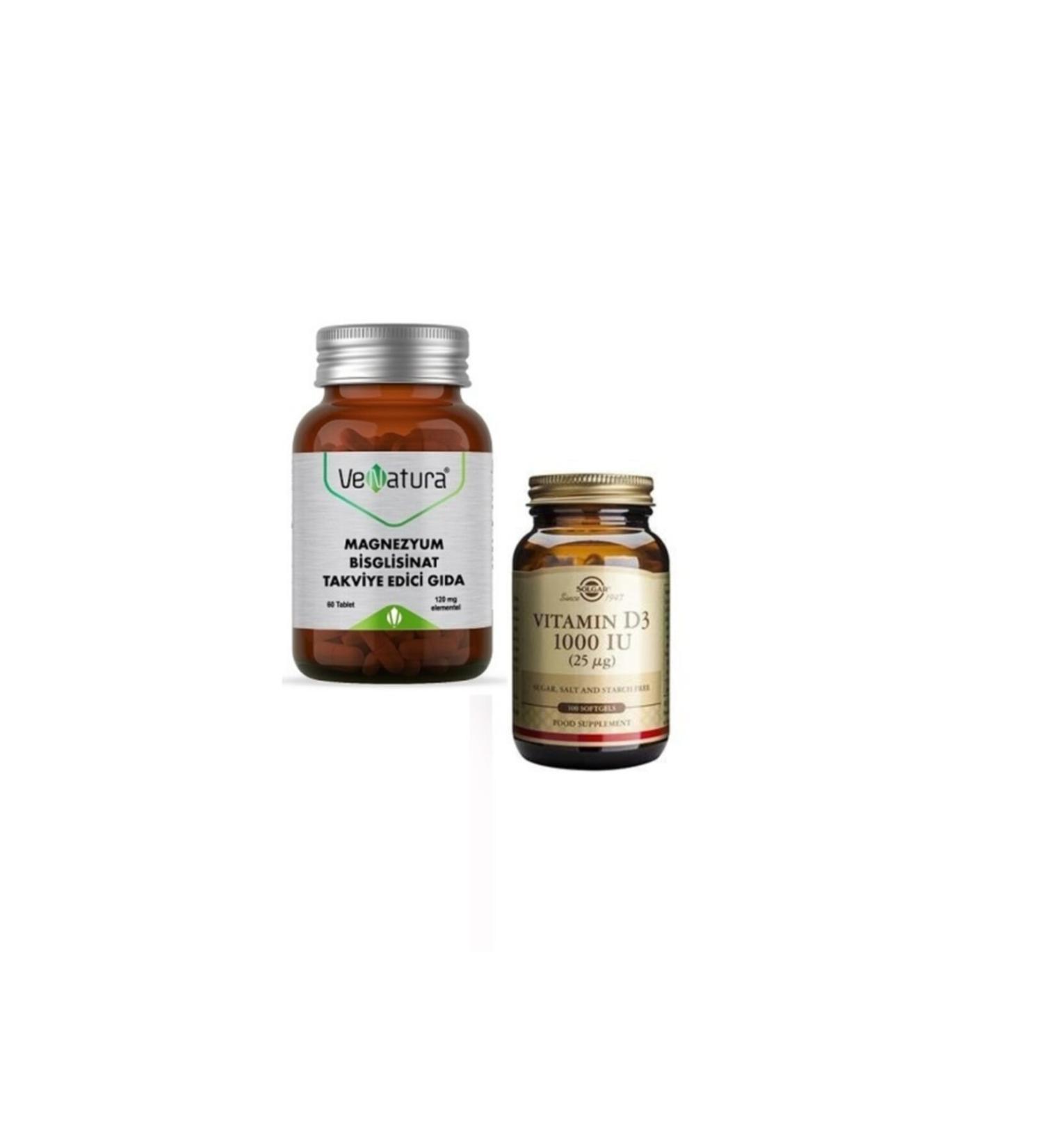 Venatura Magnesium Bisglycinate 60 Tablets + Vitamin D3 1000 Iu 100 Capsules