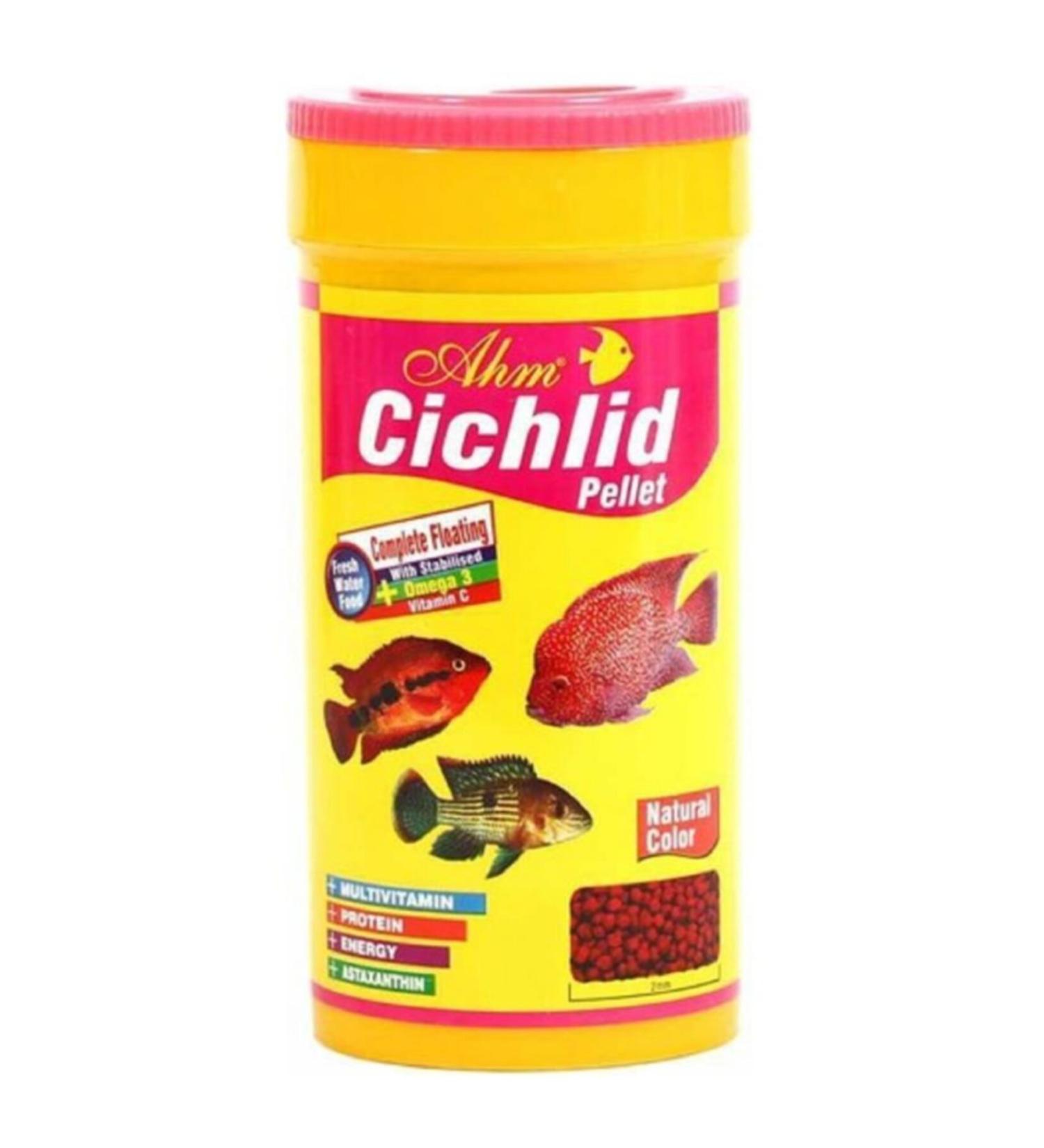 Ahm Cichlid Pellet Natural Color Fish Food 1000 Ml.