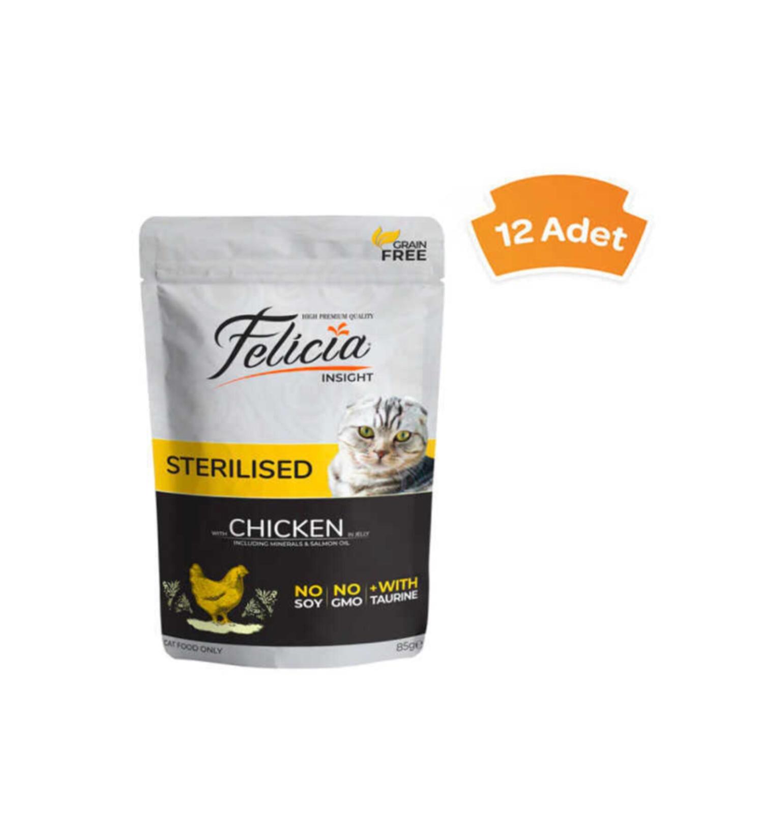 Felicia Grain-Free Chicken Sterilized Wet Cat Food 85 Gr X 12 Pieces