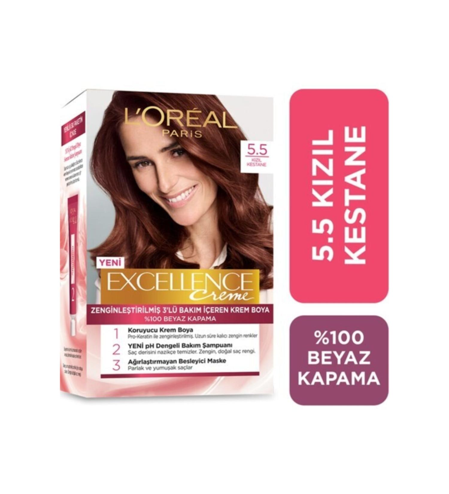 L'Oreal Paris L'or al Paris Excellence Creme Hair Dye 5.5 Red Chestnut - Buy Online on GoSupps.com