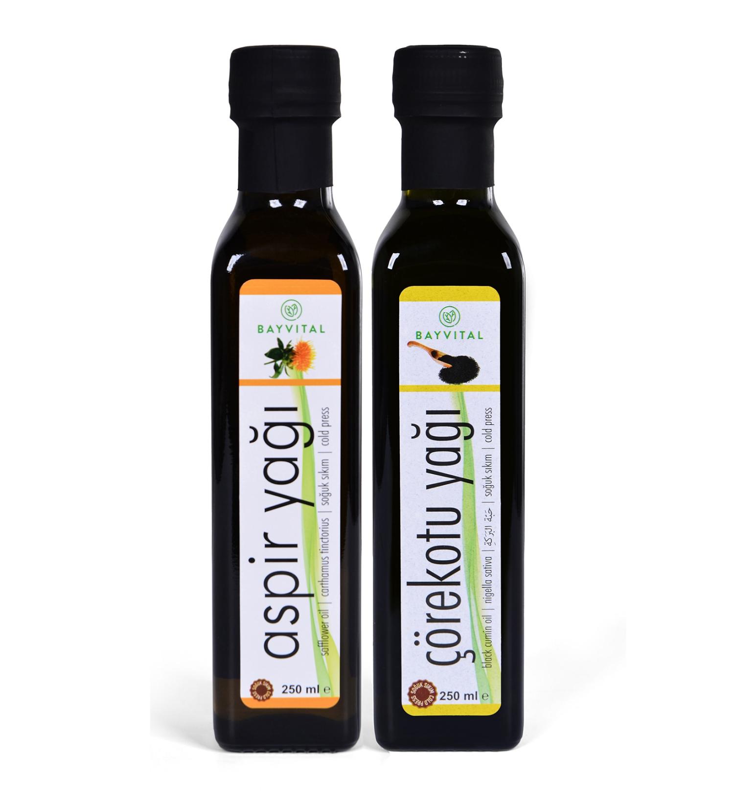 BAYV TAL 250 Ml Cold Pressed Black Cumin Oil (Black Cumin Oil) + 250 Ml Cold Pressed Safflower Oil