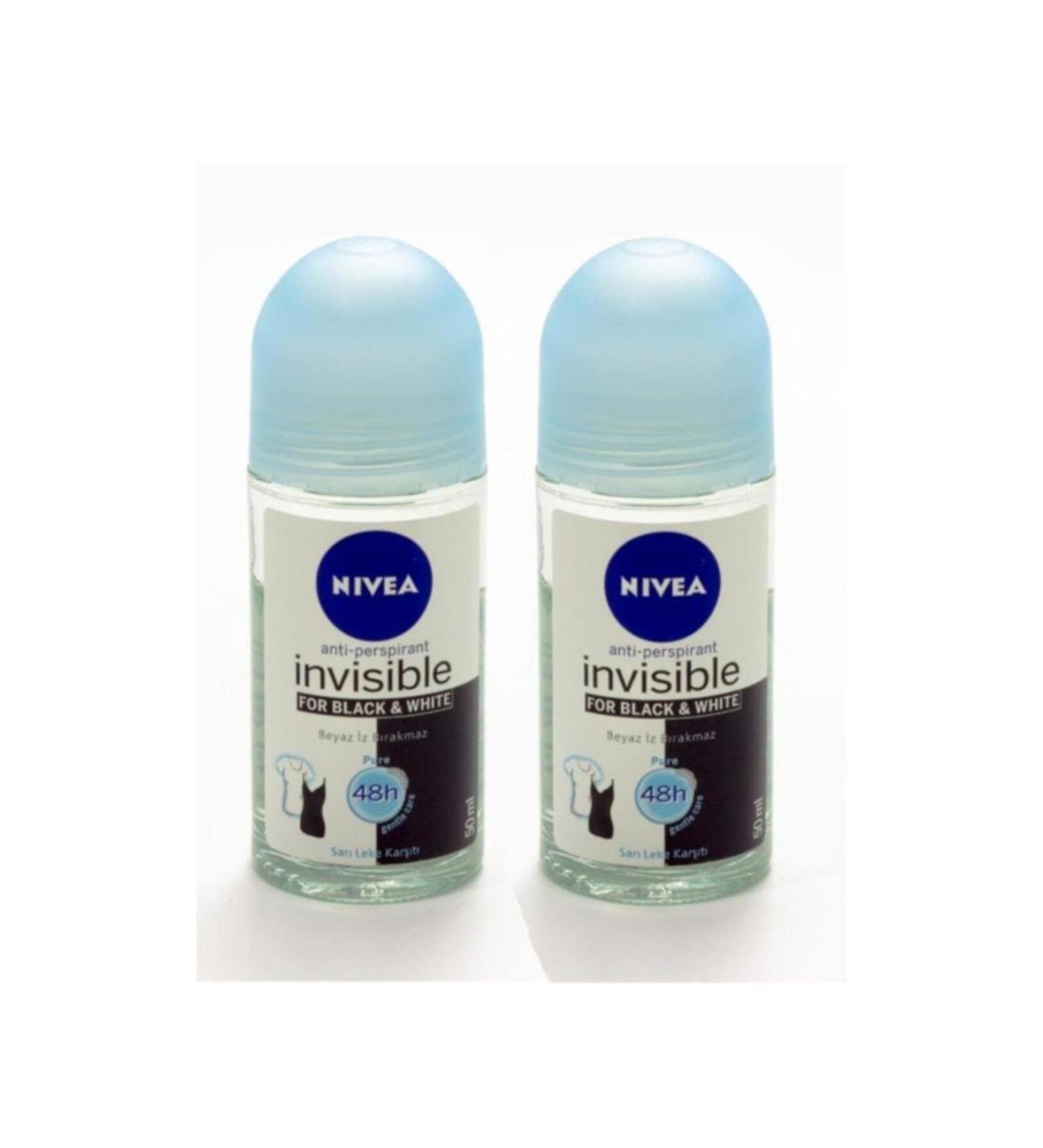 NIVEA Nivea Roll-on Invisible Black&white Pure 50 Ml Women X 2 Pieces
