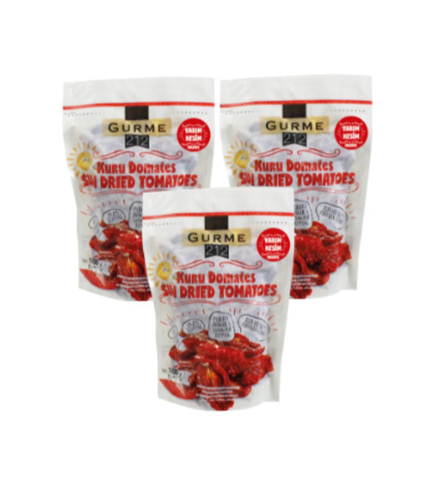 Gurme212 Ready to Eat Dried Tomato Strips (Sun Drying) (3 Pieces X 1000gr)