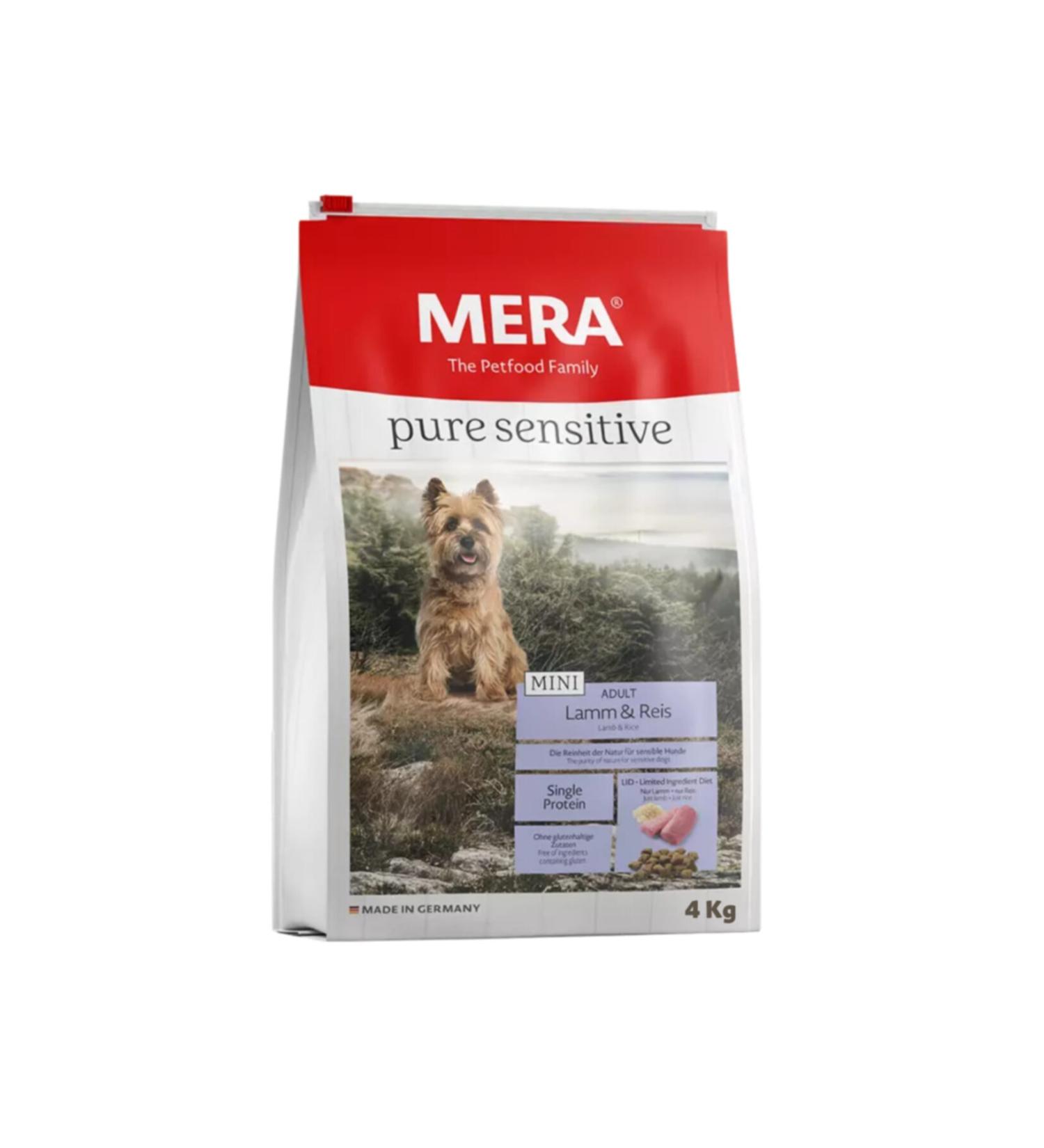 Mera Pure Sensitive Mini Adult Small Breed Lamb & Rice Lamb Meat and Rice Dog Food 4 kg