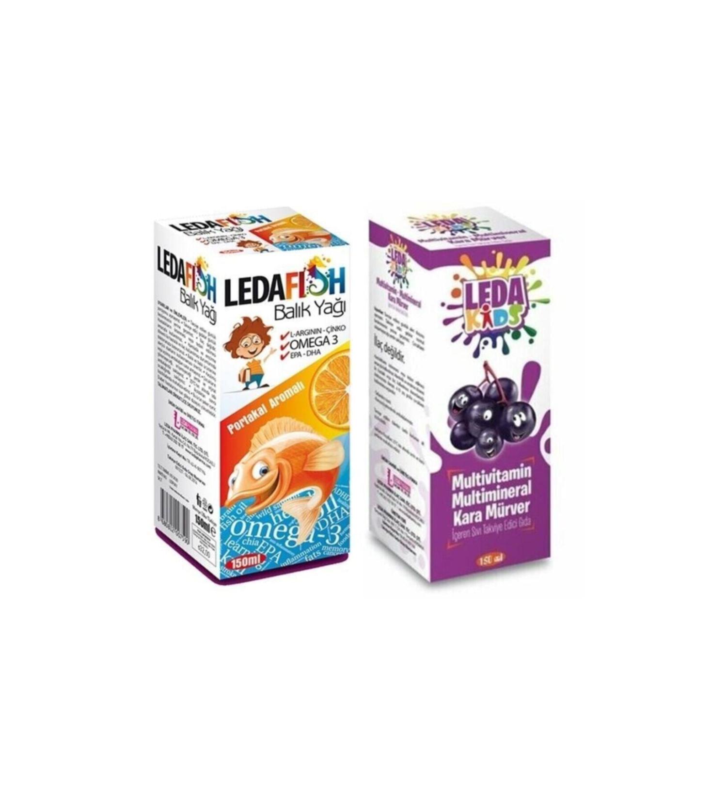 LedaPharma Ledafish Fish Oil 150 Ml + Leda Kids Black Elderberry Extract 125 Ml