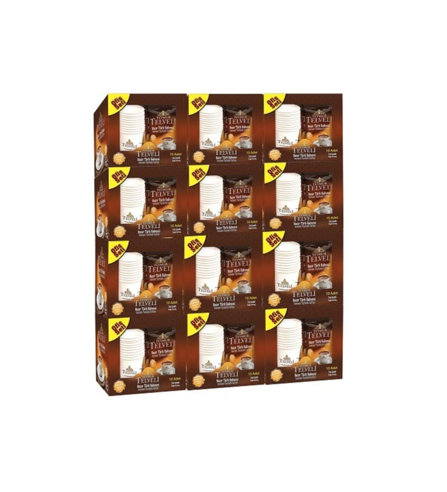 Teymur Ground Turkish Coffee Plain 7 gr Office Set 10 Pieces 12 Packs 120 Pieces Ground - Buy Online on GoSupps.com