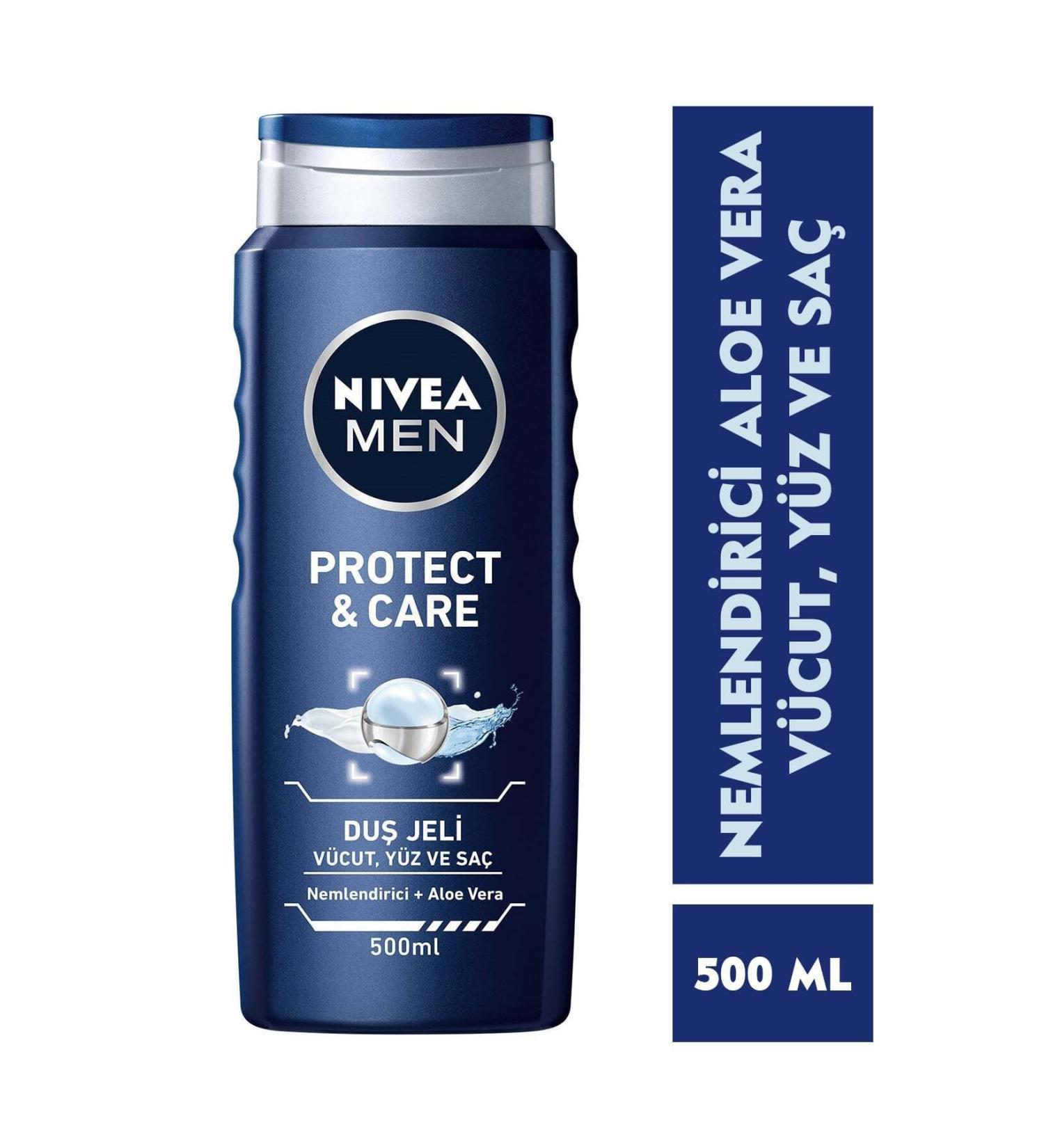 NIVEA Men Protect&Care Shower Gel 500 ml 3 in 1 Complete Care for Body Hair and Face - Buy Online on GoSupps.com