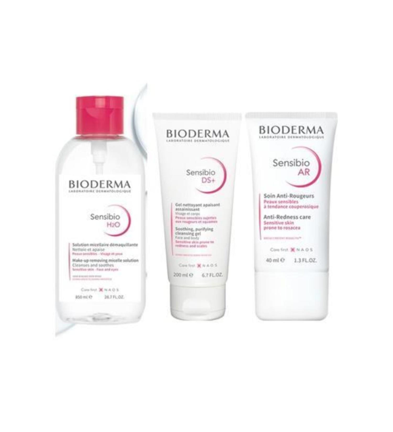 Bioderma Sensibio H2o 850 Ml+ Sensibio Ds+ Foaming Gel 200 Ml+ Sensibio Ar Cream 40