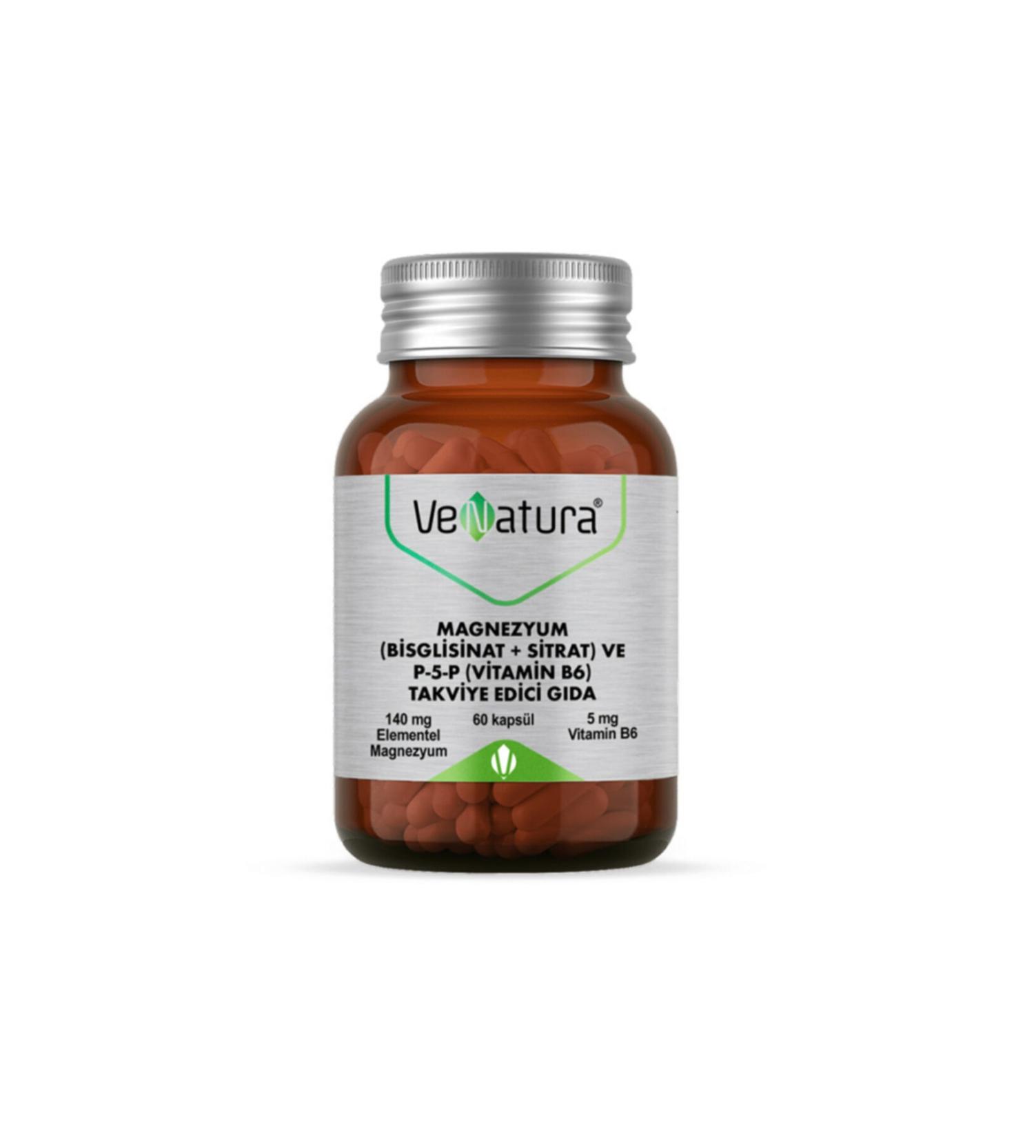 Venatura Magnesium (bisglycinate+citrate) And P5p (vitamin B6) 60 Capsules