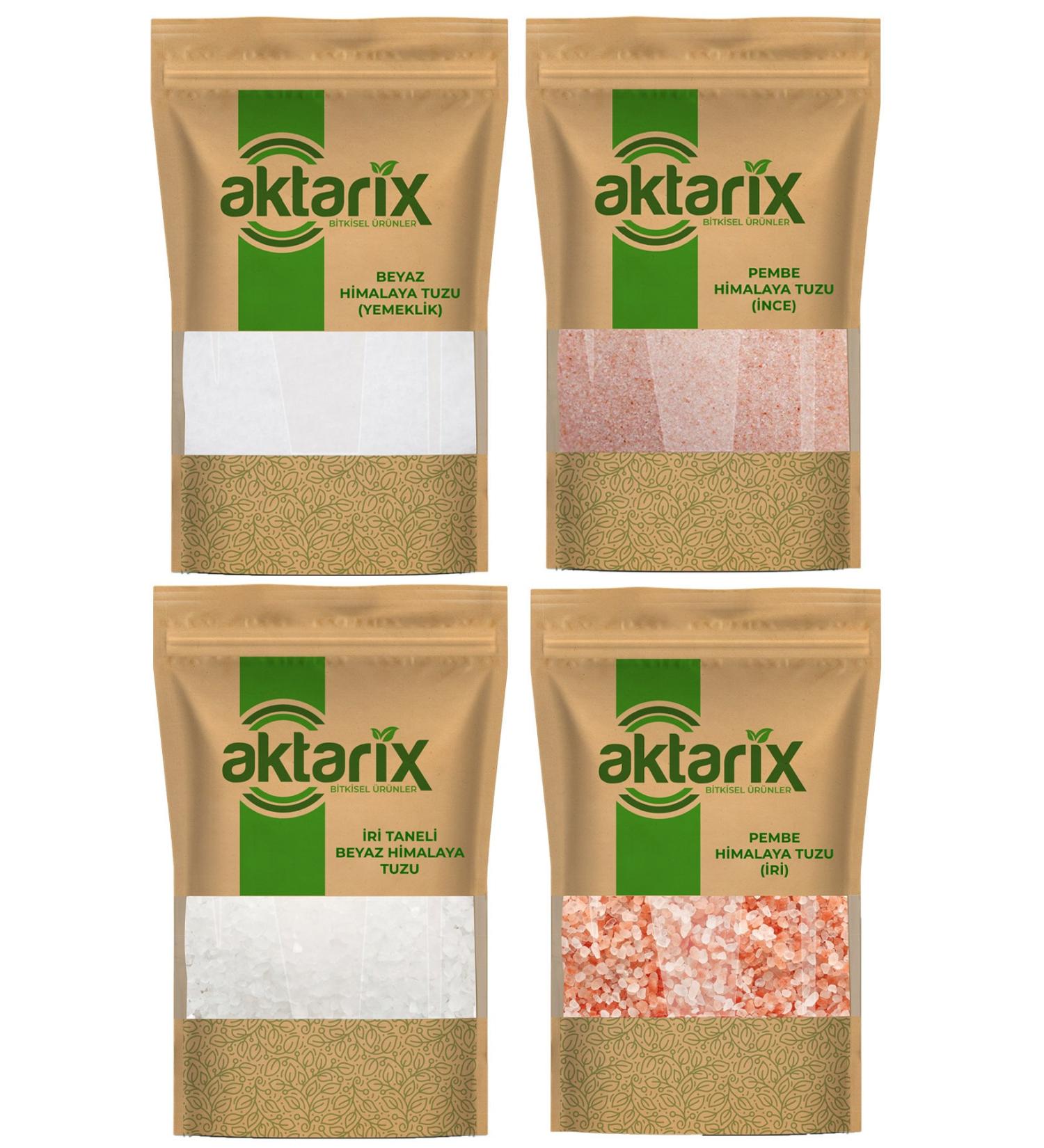 Aktarix 4' Himalayan Salt Set 8 Kg (Coarse Pink + Fine Pink + Coarse White + Fine White) 2 Kg