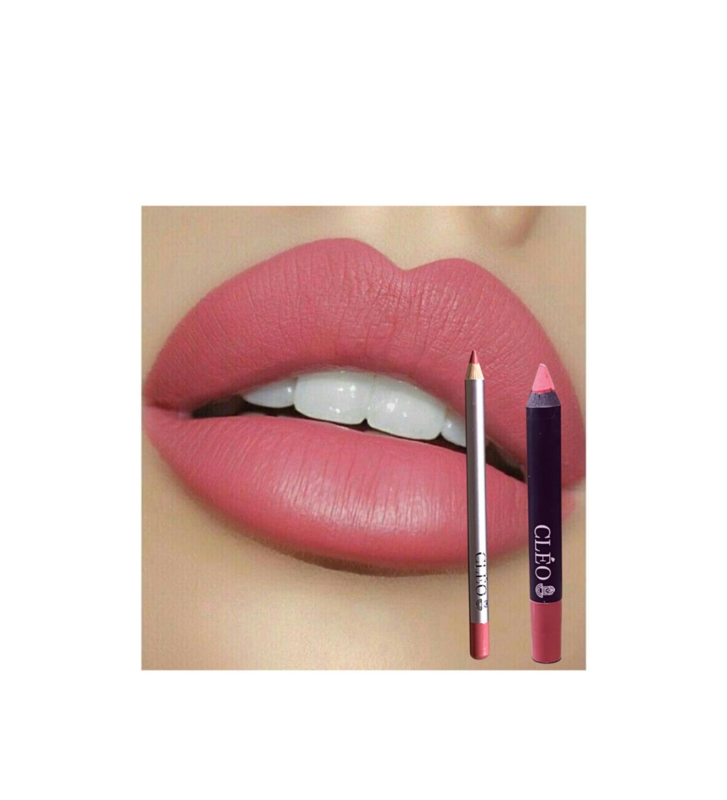 Cleo 2 in 1 Waterproof Lipstick & Lip Liner Candy Pink