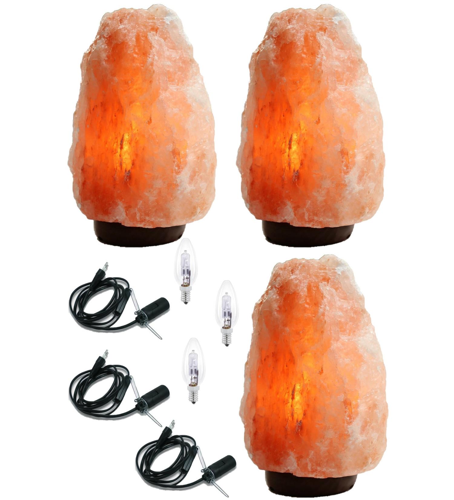 Aktarix 3 Pieces Natural Himalayan Salt Lamp 1-2 Kg 1.50 Mt Cable with On/Off Switch + Bulb