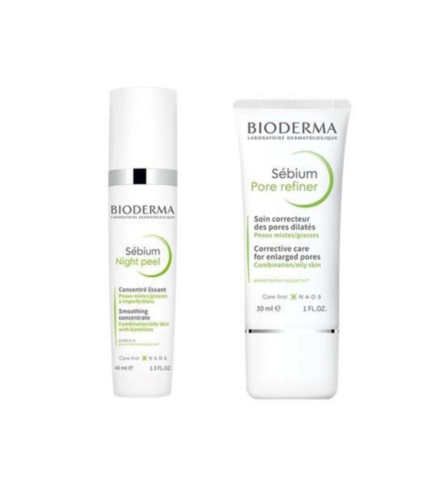 Bioderma Sebium Night Peel 40 Ml + Sebium Pore Refiner 30 Ml Pore Minimizing Care Cream