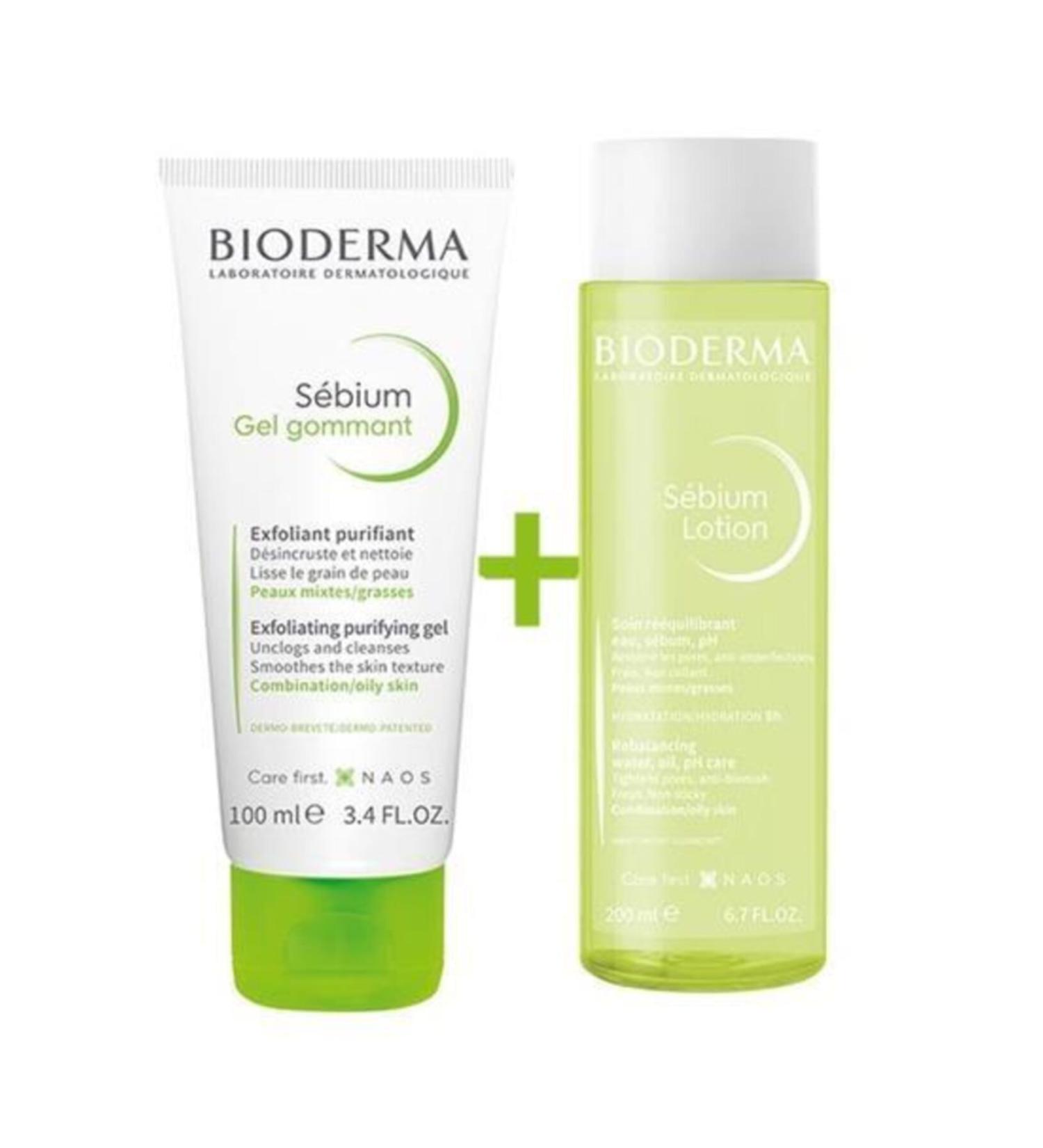 Bioderma Sebium Gel Gommant Exfoliating Purifying Gel 100 Ml + Sebium Lotion 200 Ml - Buy Online on GoSupps.com
