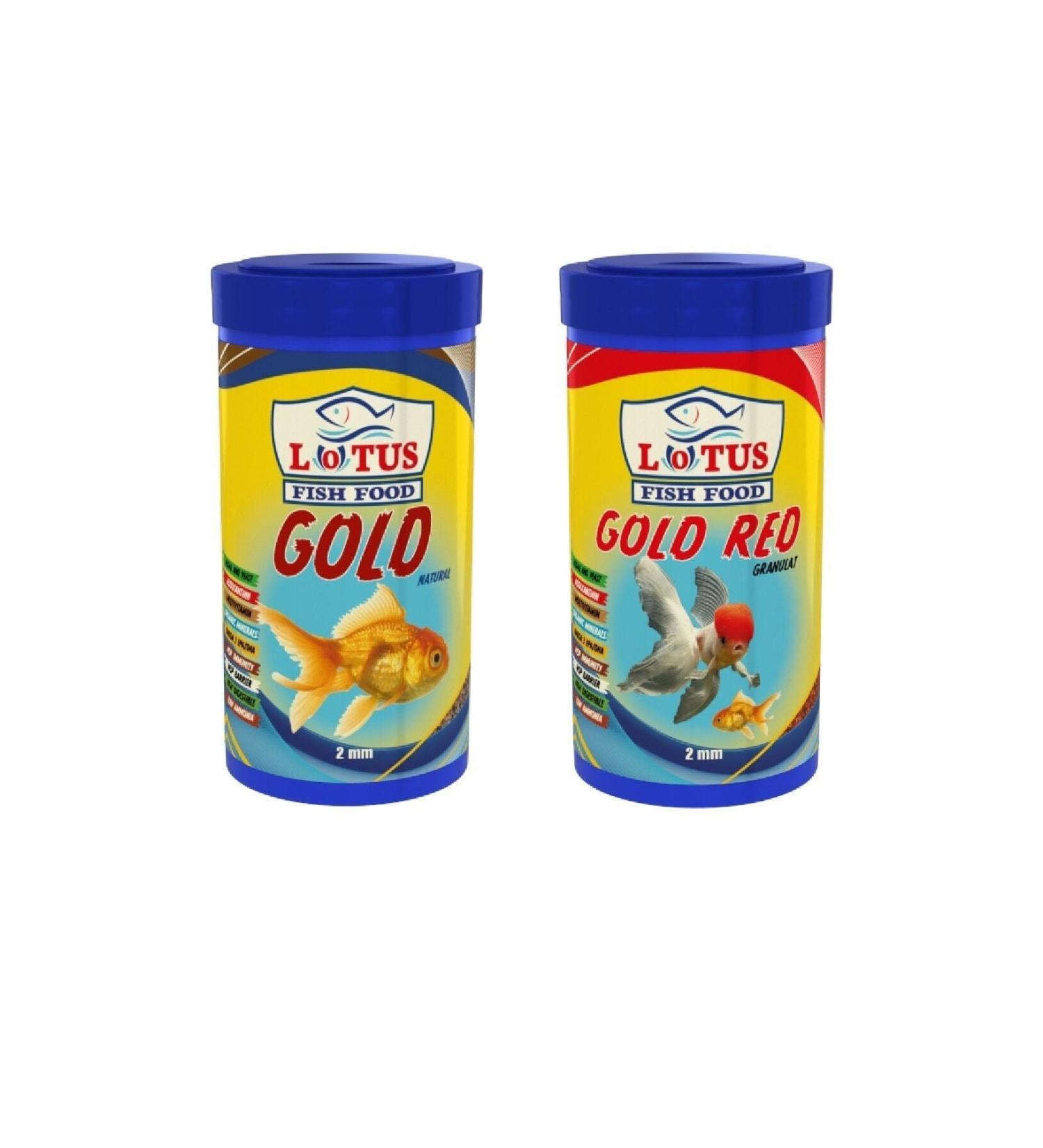 Lotus Gold Natural Gold Red Granule Goldfish Food Package 250 ml + 250 ml
