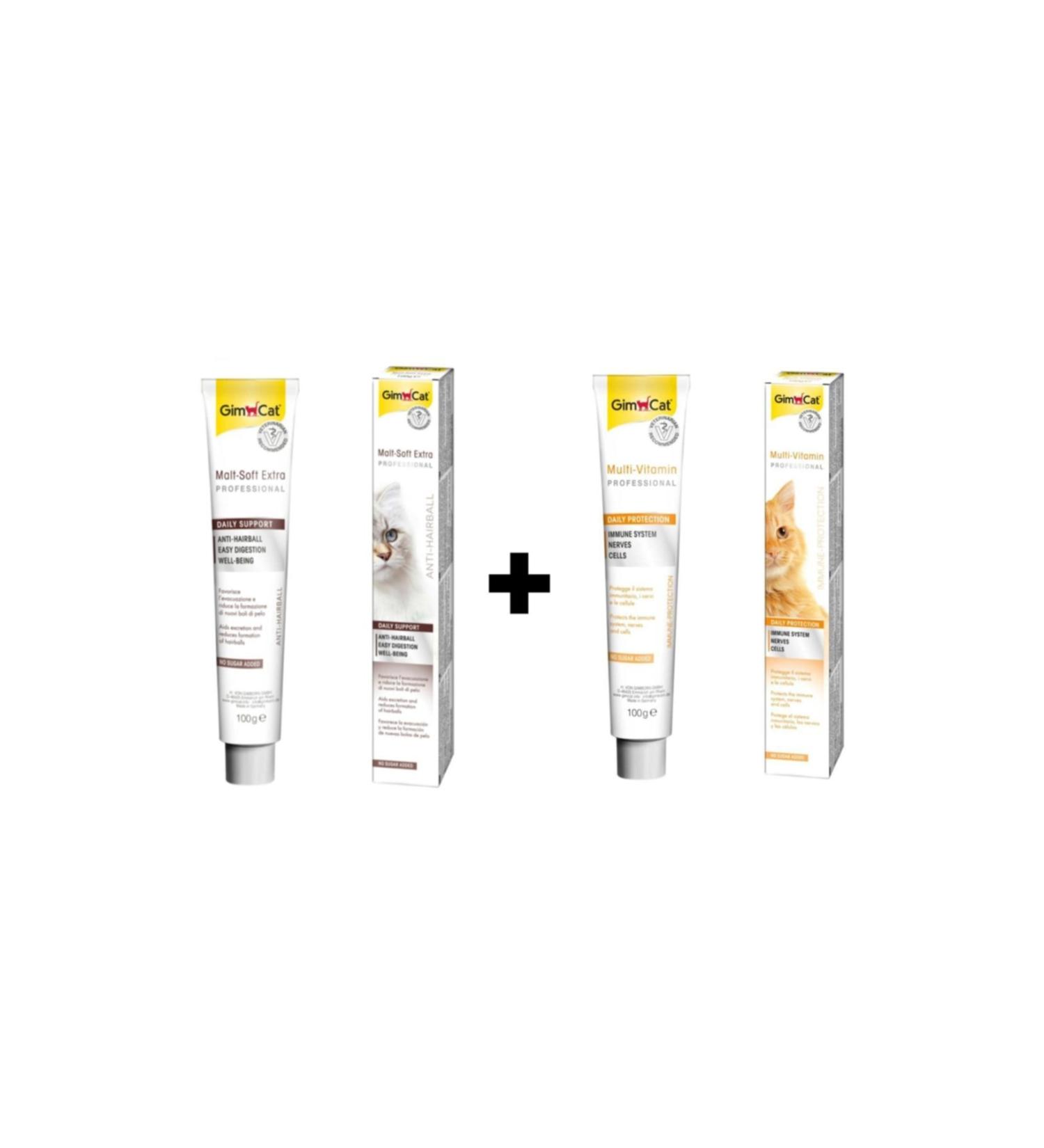 Gimcat 100 gr Malt Soft Extra + 100 gr Multi Vitamin Cat Paste