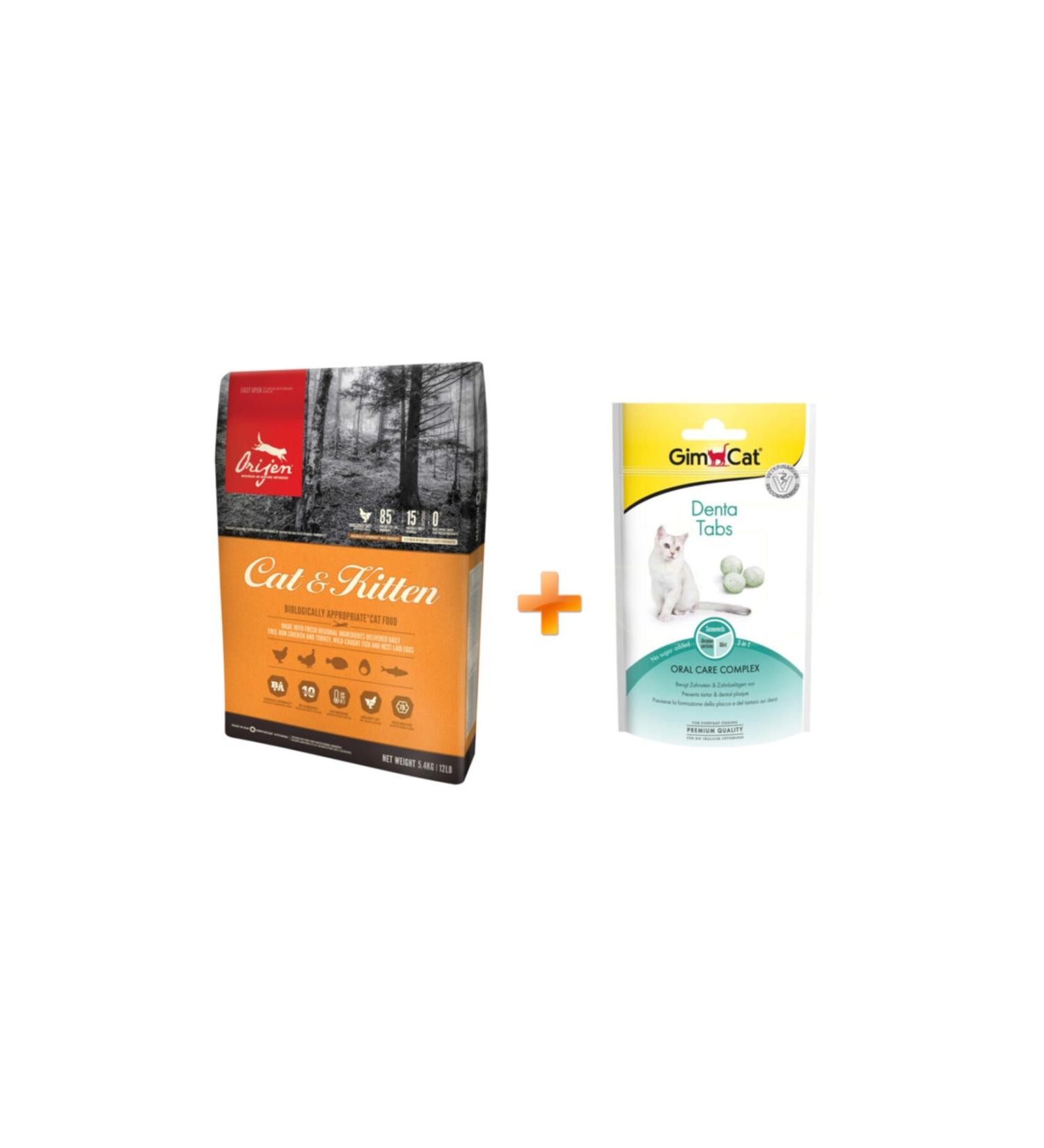Orijen Cat&kitten Adult&kitten Cat Food 1.8 Kg + 1 Gimcat Denta Tabs Dental Health Support