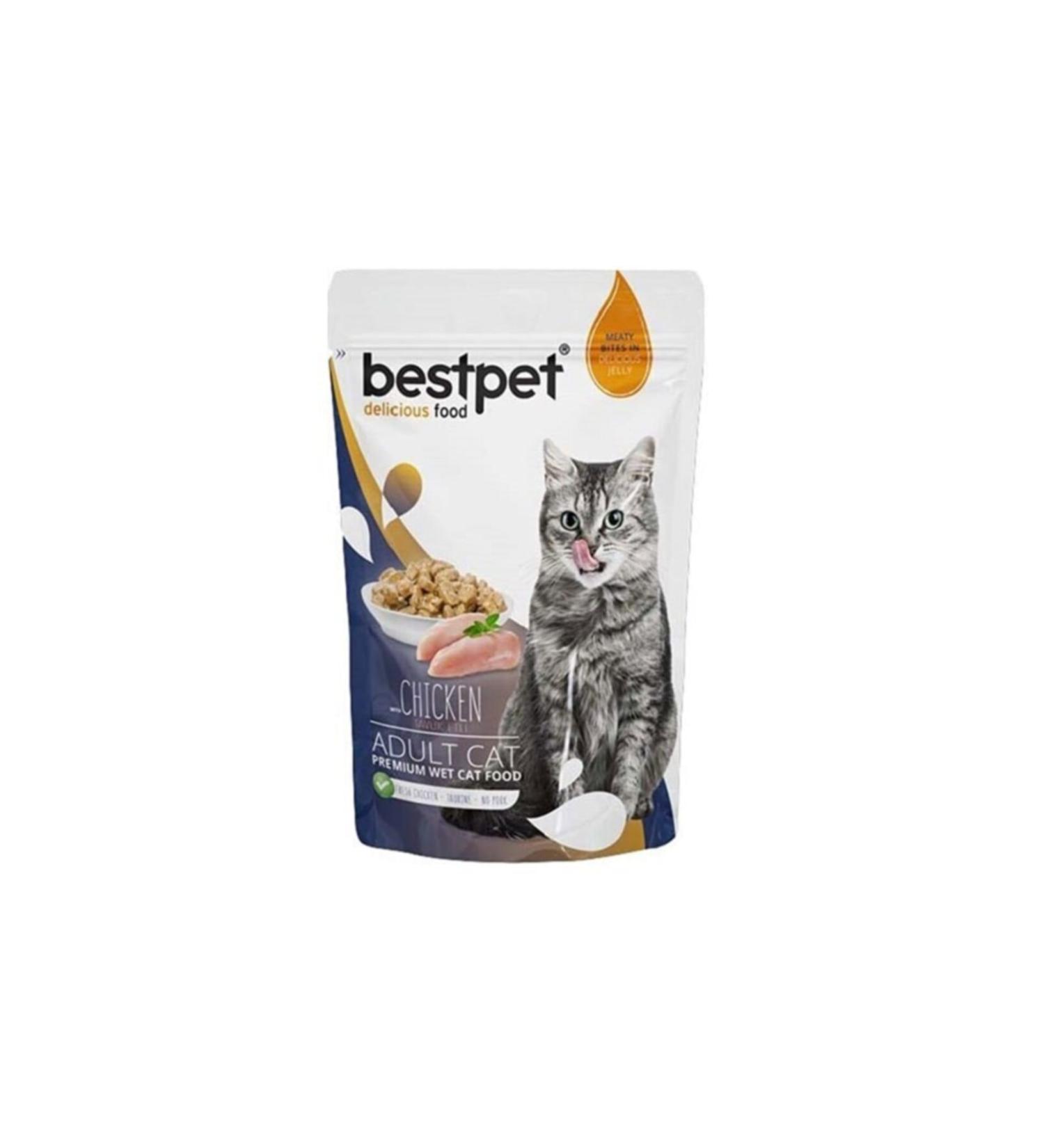 Bestpet Adult Jelly Pouch Chicken Cat Food 85 Gr X 24 Pieces