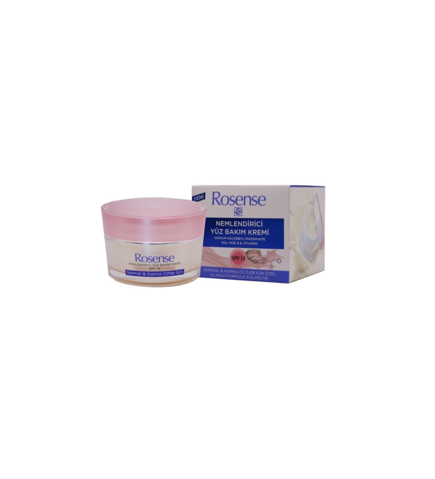 Rosense Spf 15 Moisturizing Face Care Cream Rose Oil + Vitamin E Normal/Combination Skin