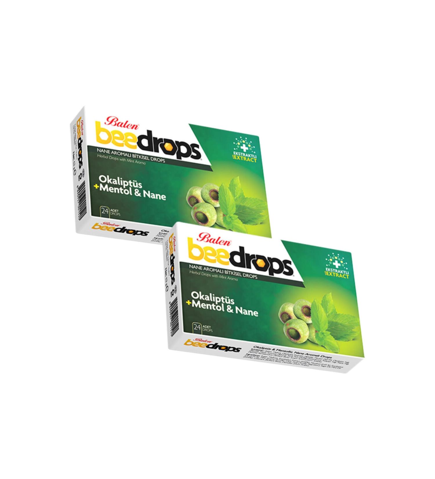 Balen Beedrops Eucalyptus & Menthol Mint Flavored 24 Drops X 2 Pieces