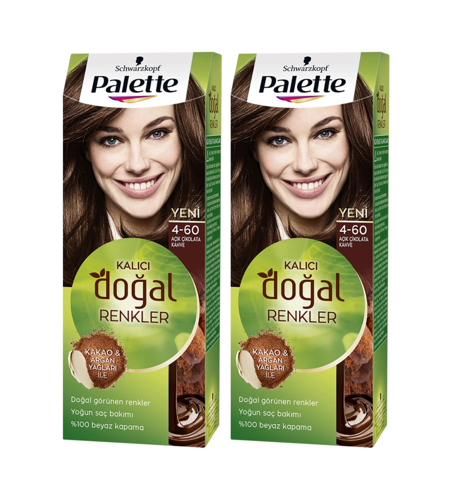 Schwarzkopf 2-Palette Naturel 4-60 Golden Cocoa - Hair Dye Oil Care Permanent Natural Colors