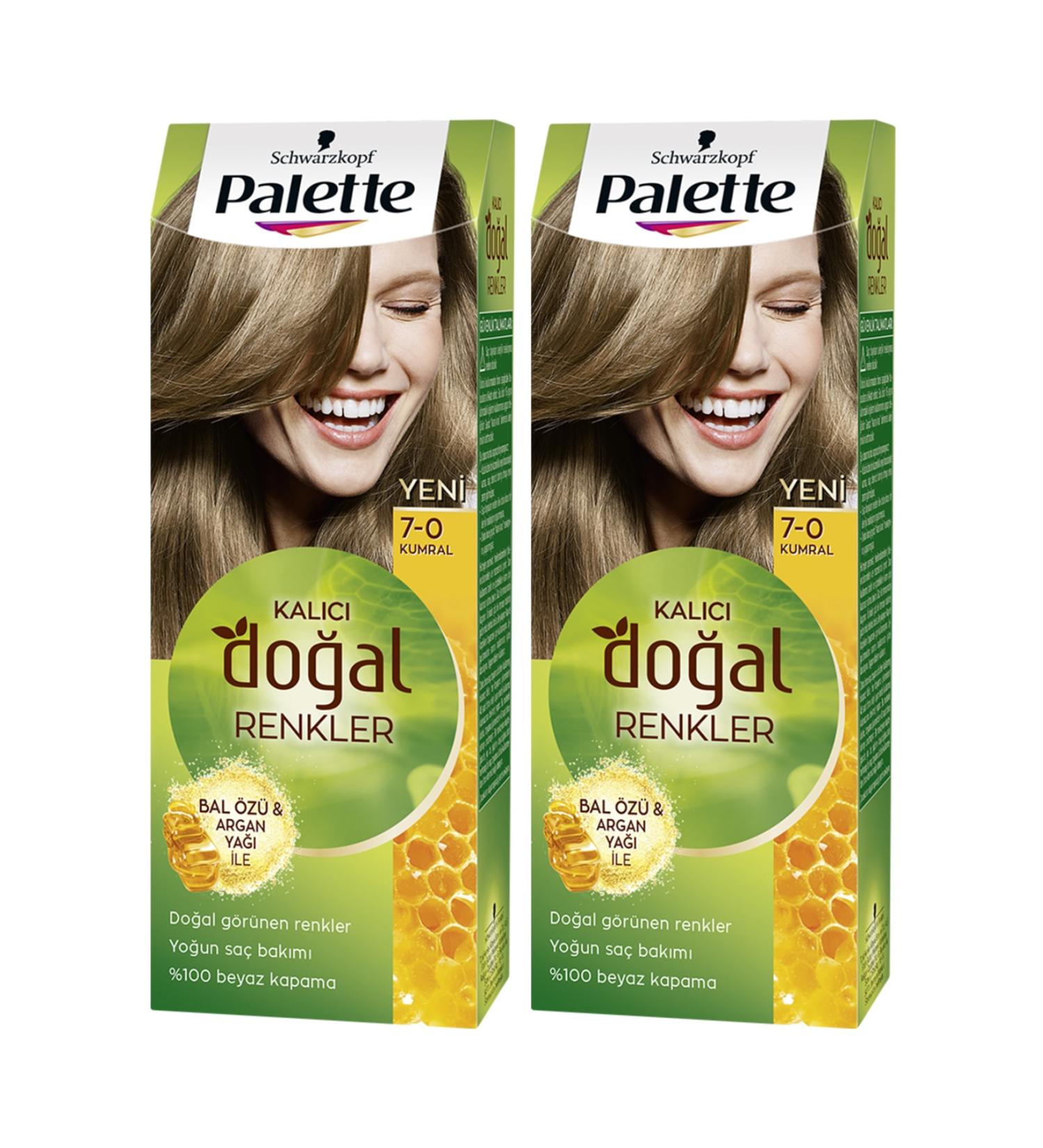 Schwarzkopf 2-Palette Naturel 7-0 Honey - Hair Dye Oil Care Permanent Natural Colors