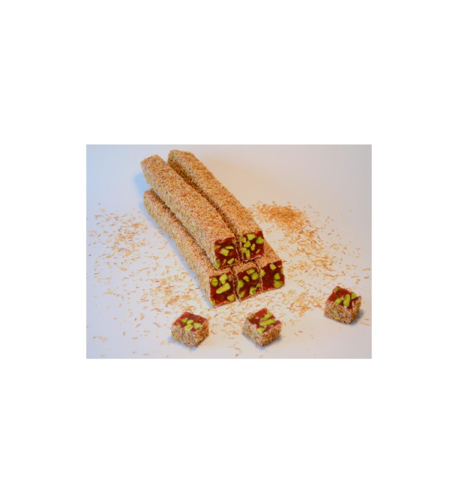 ekerci Caferzade Kadayif Coated Pomegranate and Pistachio Wick Turkish Delight 500 gr