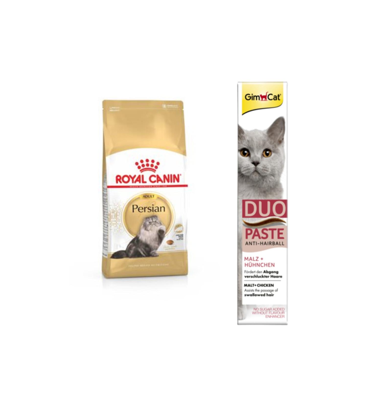 Royal Canin Persian Iran Adult Dry Cat Food 2 kg + Gimcat Duo Paste Chicken Anti-hairball Malt 50 gr