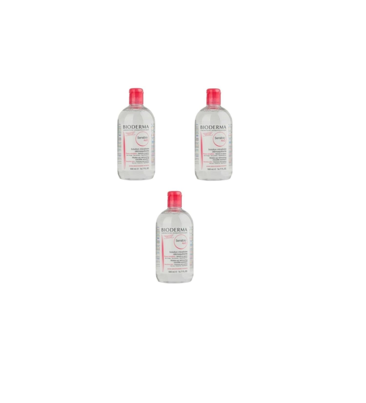 Bioderma Sensibio H2o Facial Cleanser for Sensitive Skin 500 ml - 3 Pieces 3401345935571X2X03