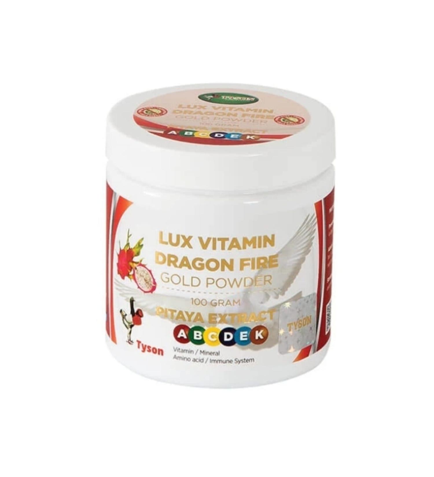 TYSON Lux Vitamin Dragon Fire 100 Gram Pigeon Chicken Parrot Canary Budgie and Poultry Vitamin