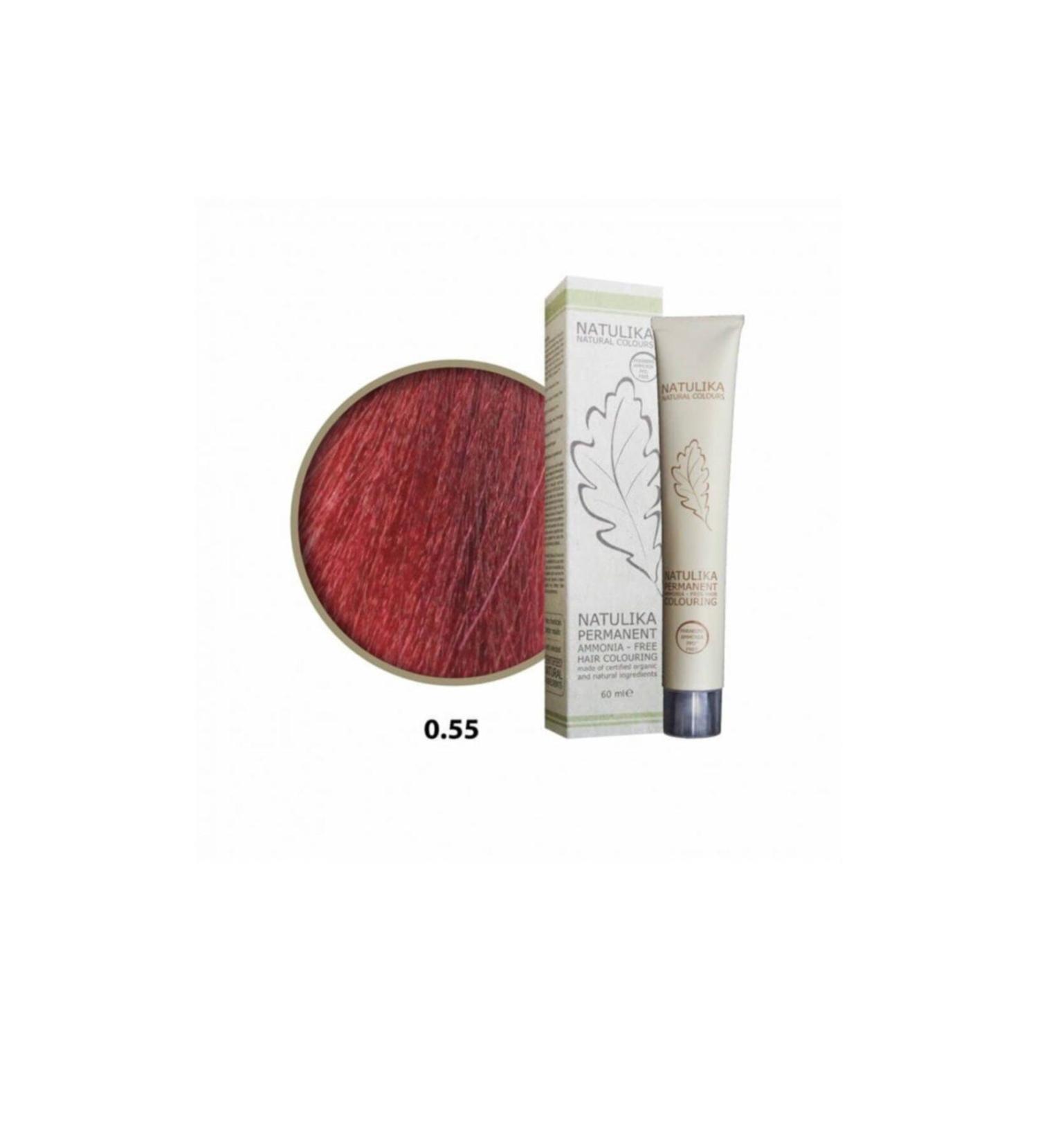 Natulika (seven Pigment) Organic Hair Dye 0.55 Intense Flame Red Mix Tone 60 Ml