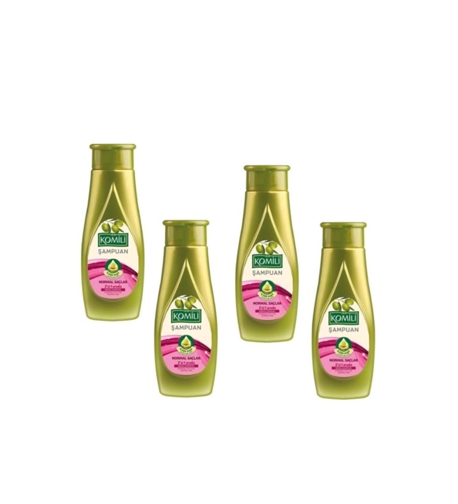 Komili 4 Pieces Cream Model Olive Oil Shampoo for Normal Hair 500 Ml