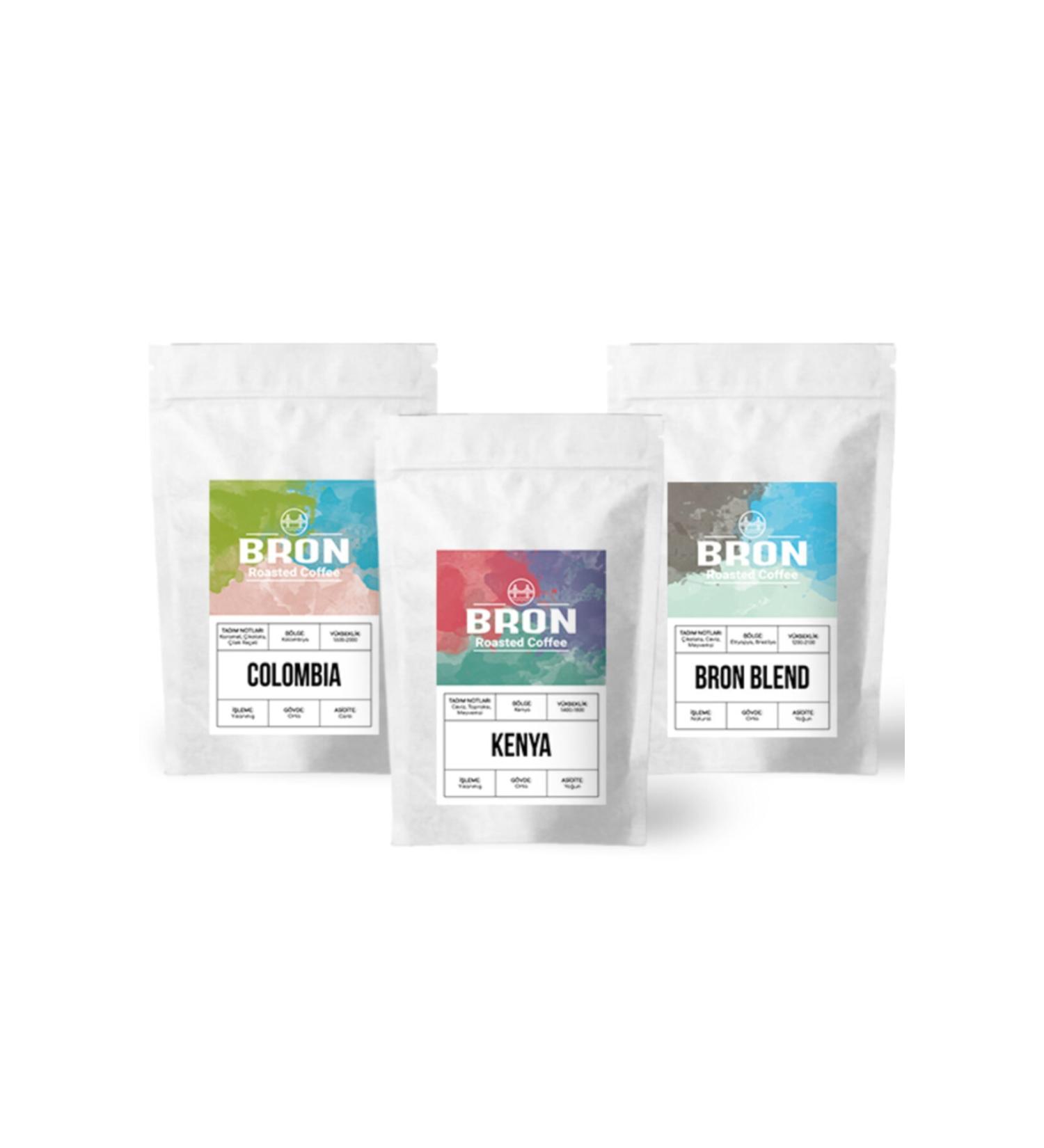 Bron Coffee Popular Flavors Filter Coffee Set 3x200gr