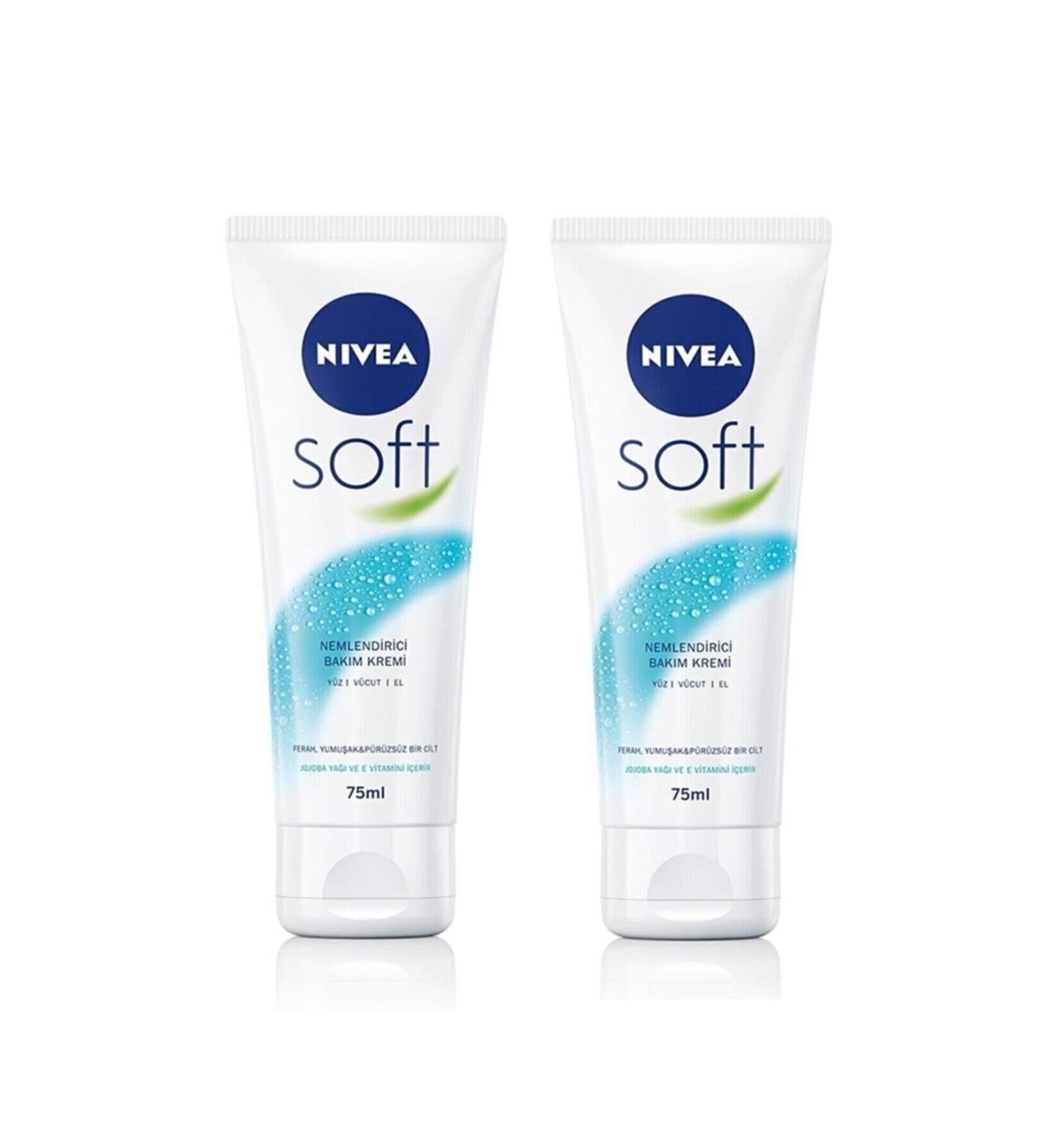 NIVEA Soft Care Cream 75 Ml Moisturizer X2 Pieces