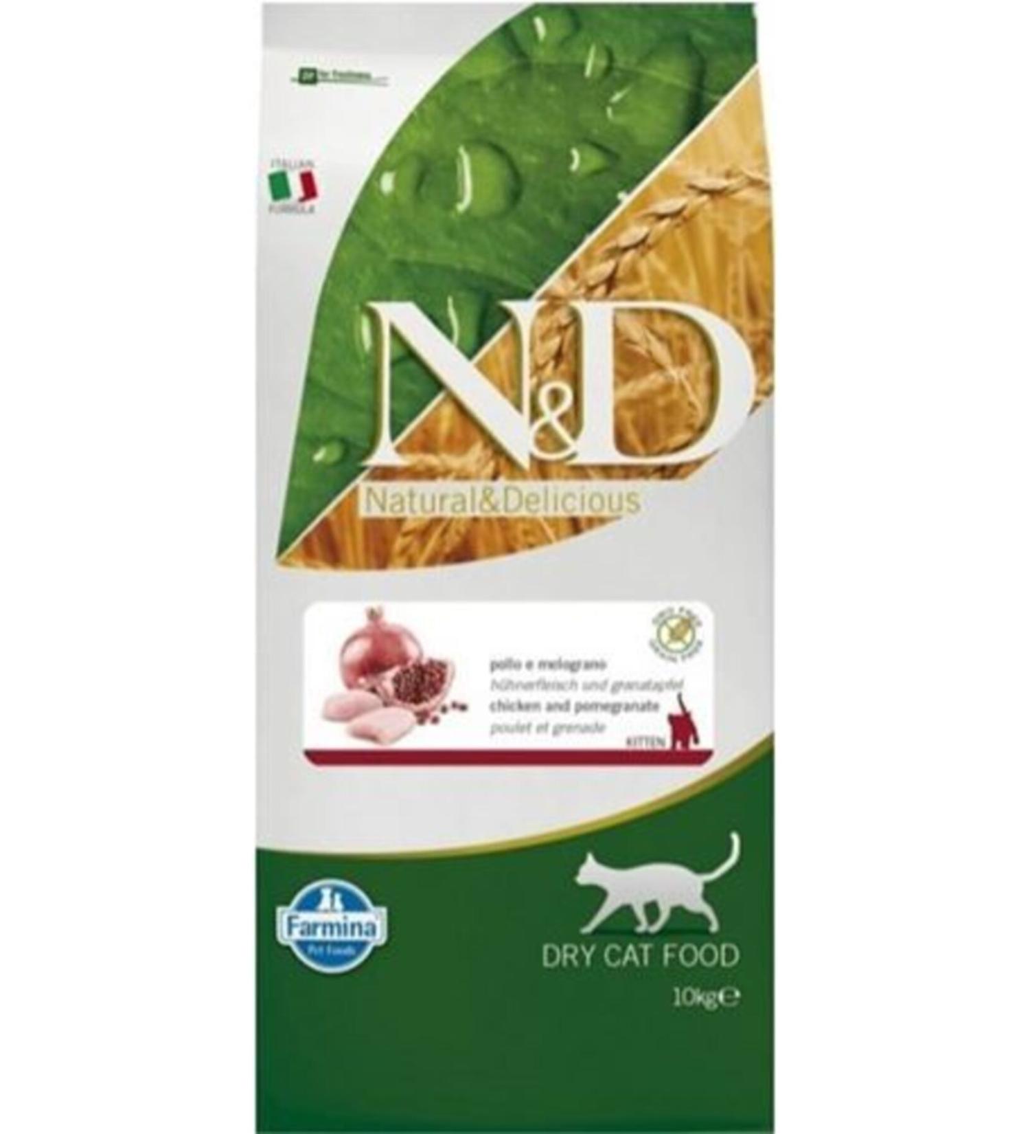 N & D Grain Free Chicken Meat and Pomegranate 10 Kg Kitten Dry Cat Food