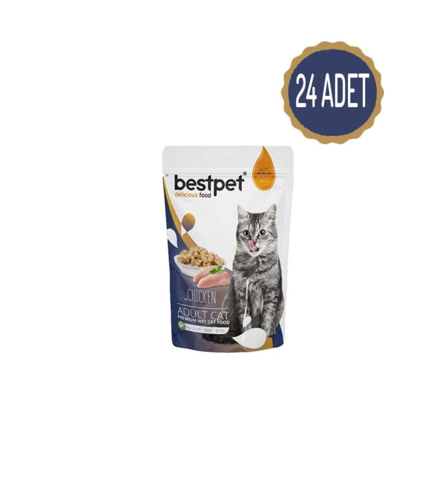 Bestpet Adult Jelly Pouch Chicken Cat Food 85 Gr X 24