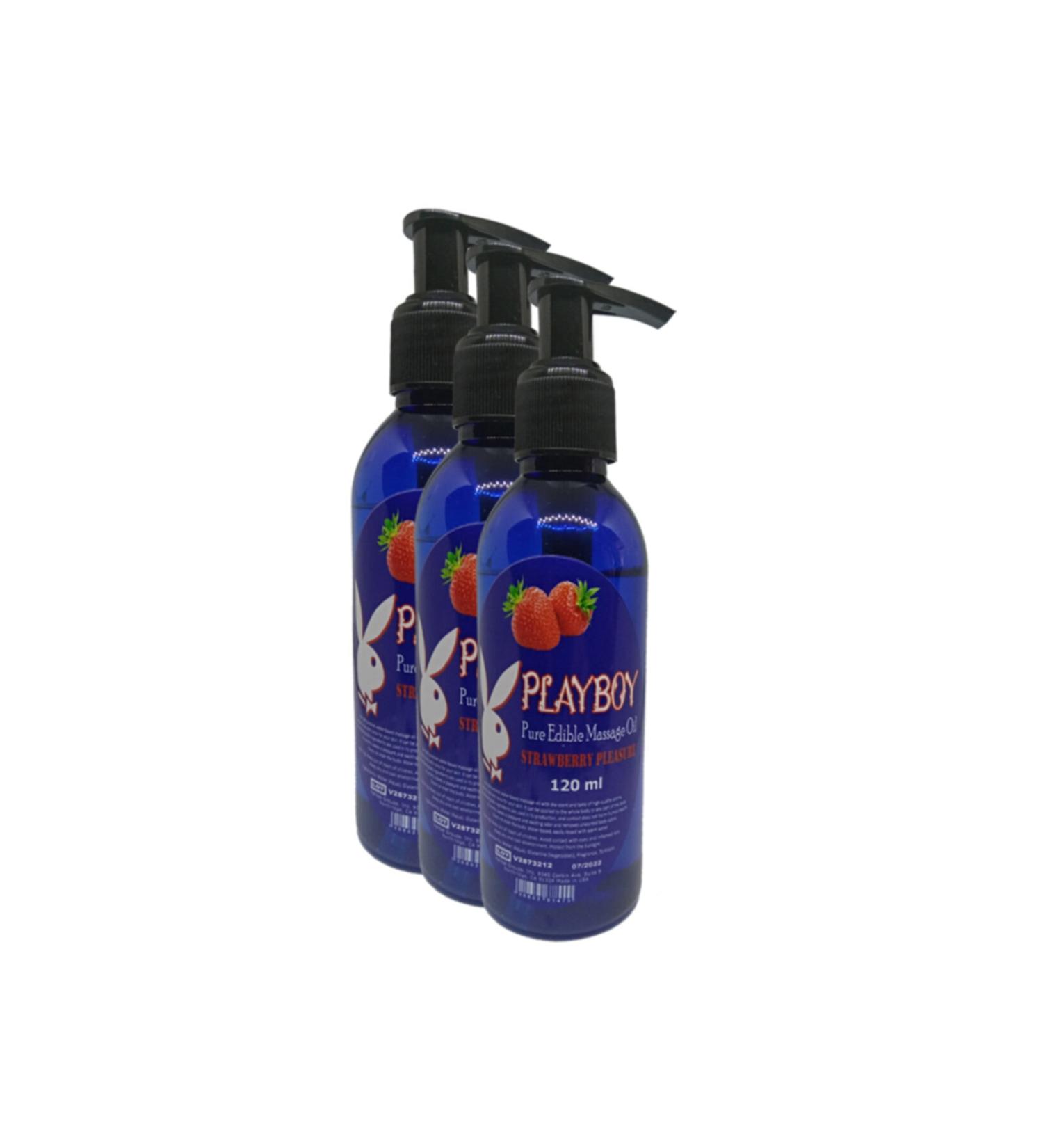Playboy Pure Edible Massage Oil 120ml Strawberry Flavored Massage Oil 3 Pieces