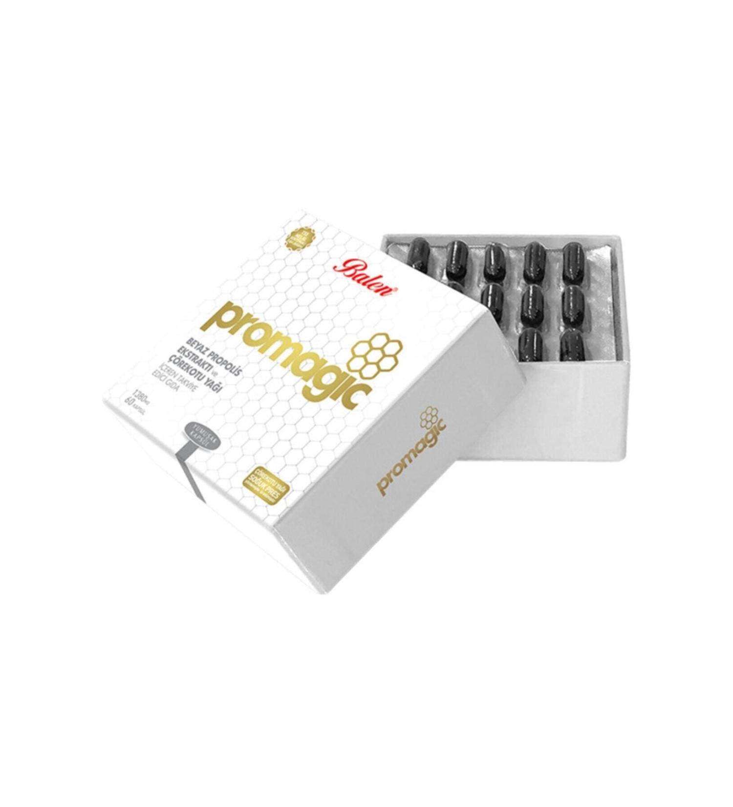 Balen Promagic White Propolis Extract and Black Cumin Oil Supplementary Food 1380 mg 60 Capsules
