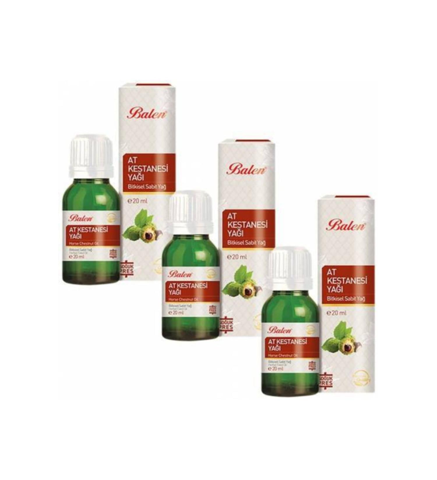 Balen Horse Chestnut Oil Natural Herbal Fixed Oil Horse Chestnut 20 Ml Hair and Skin Care Oil 3 Boxes
