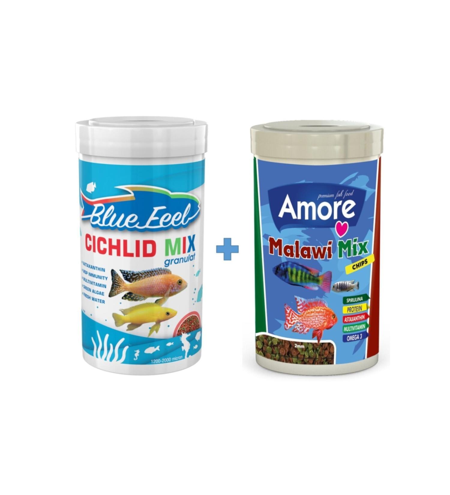 AMORE Cichlid Mix Granulat 1000ml + Malawi Mix 1000ml Box Fish Food