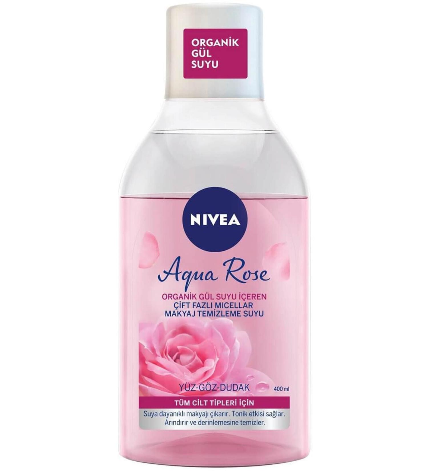 NIVEA Aqua Rose Micellar Micellar Organic Rose Water Dual Phase Make-Up Remover 400ml