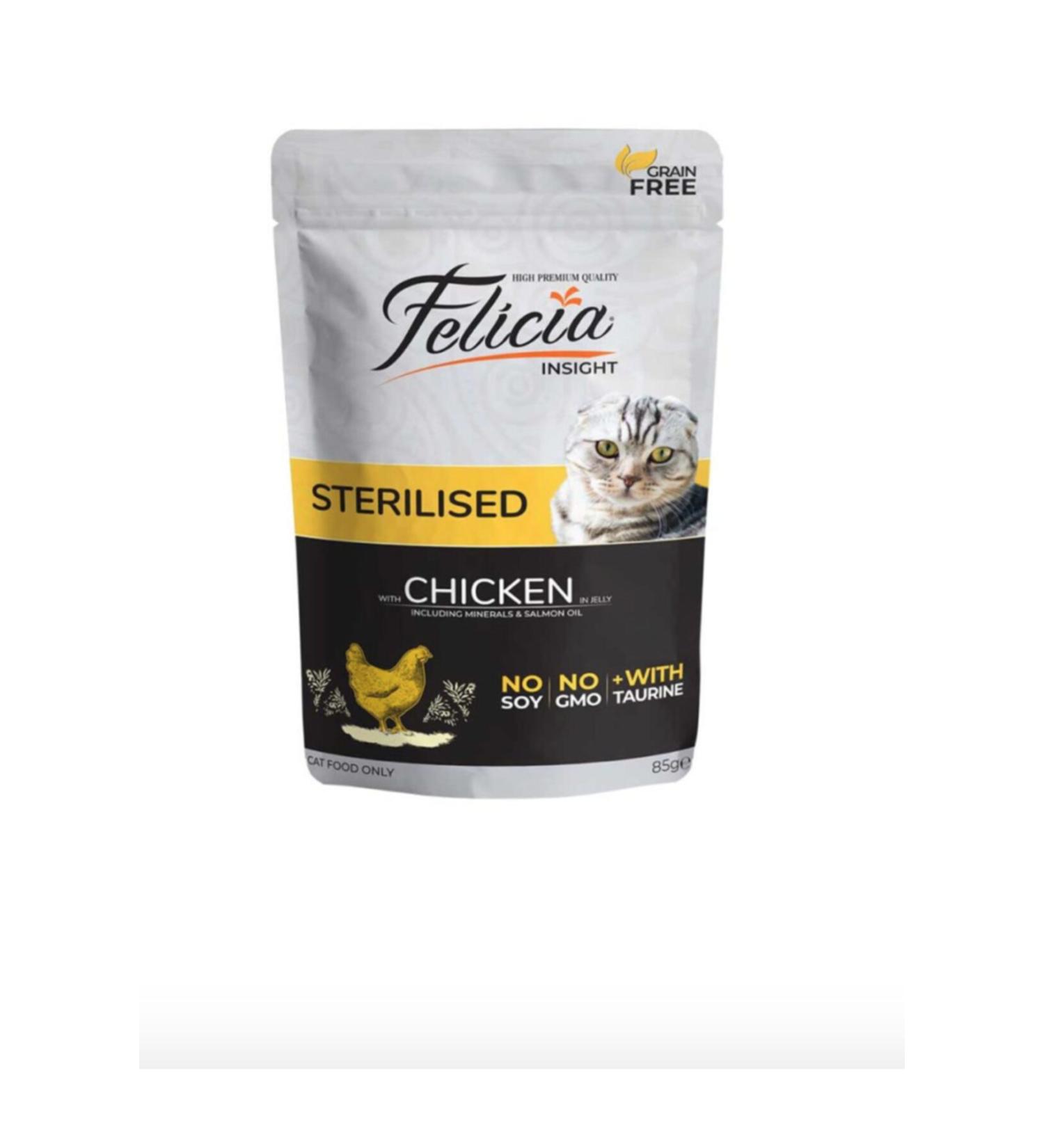 Felicia Pouch Chicken Sterilized Neutered Cat Canned Food 85 gr X 12 Pieces
