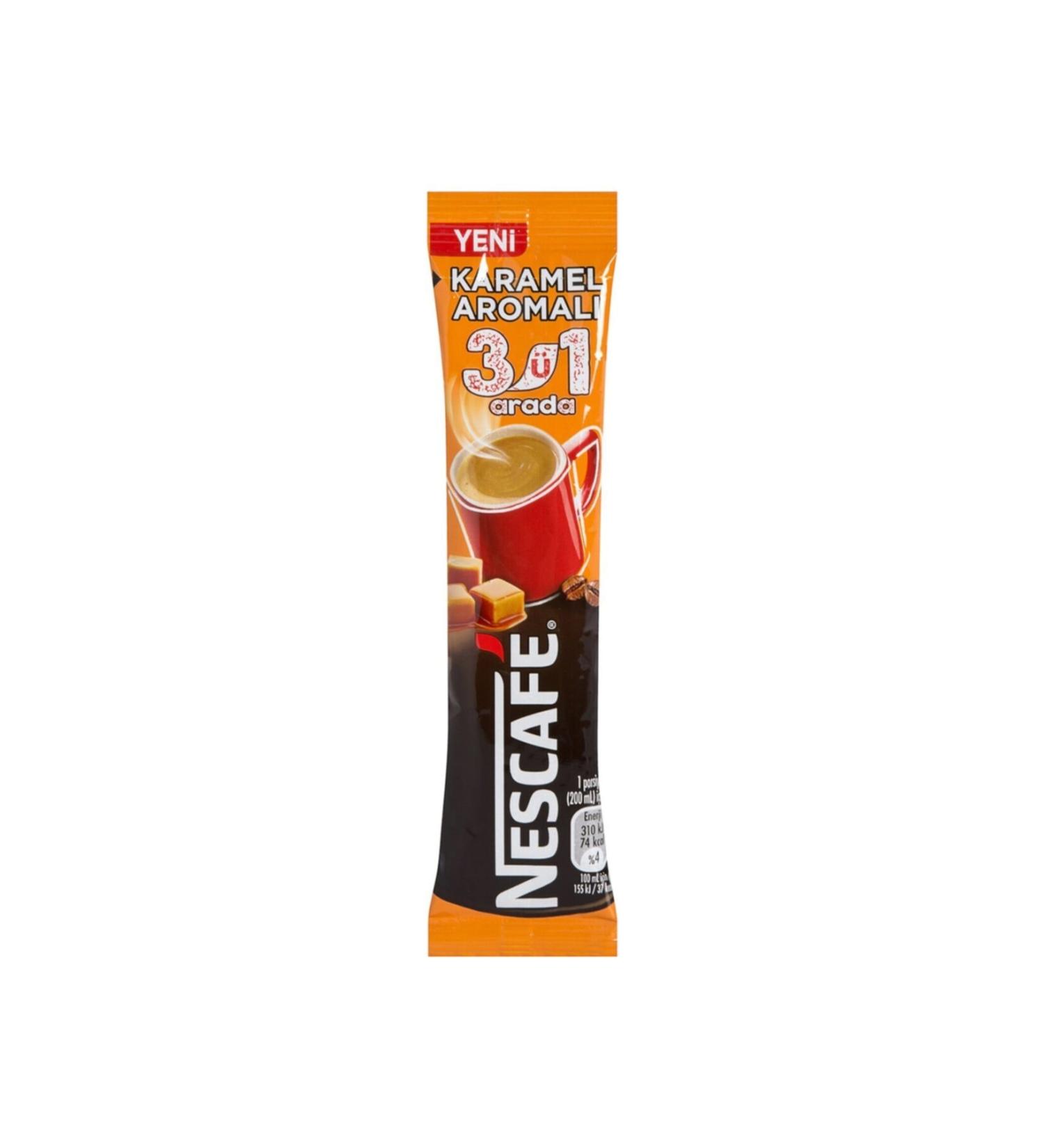 Nescafe 3 in 1 Caramel 17.7 gr 96 Packs (4 Boxes of 24)
