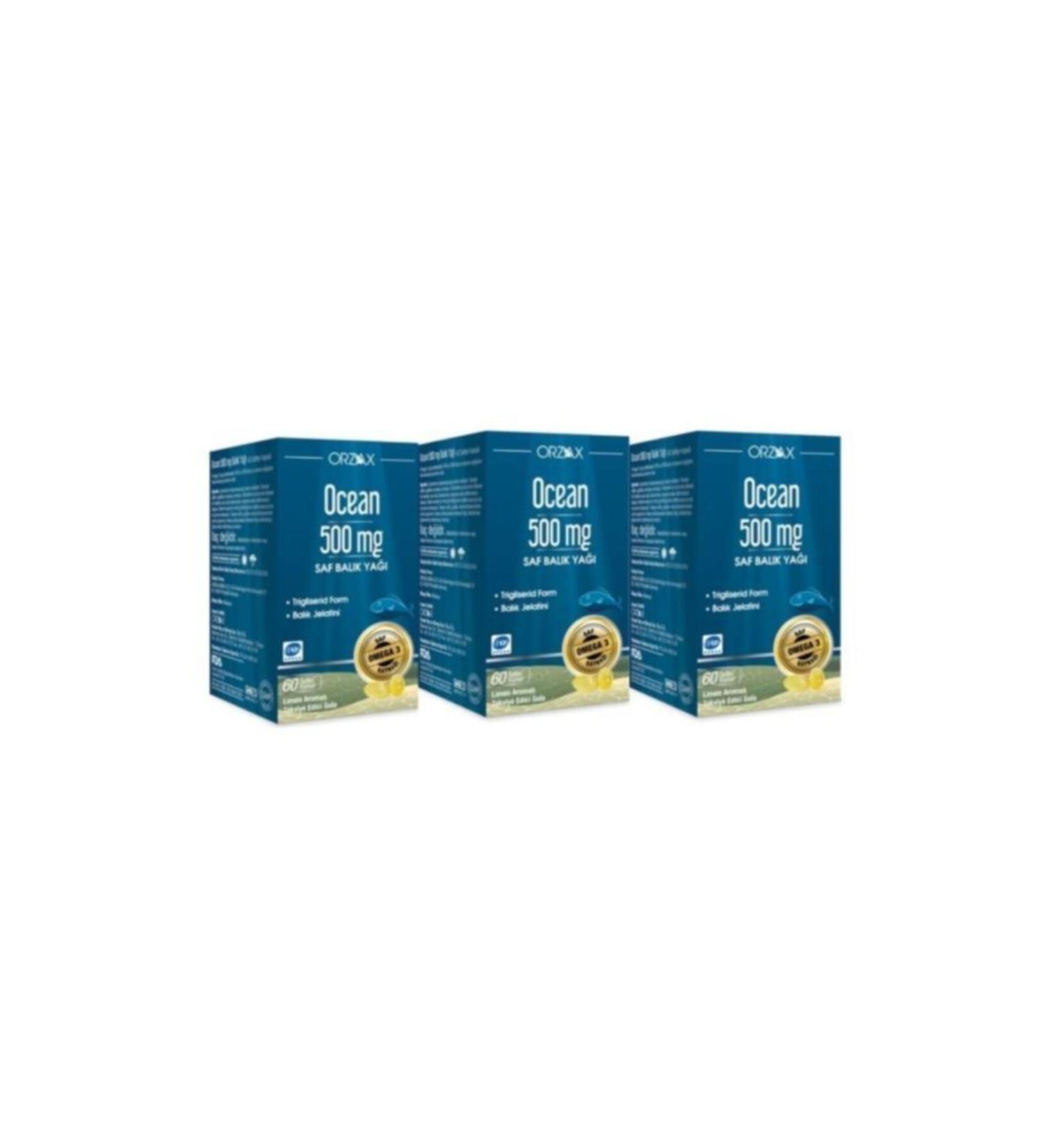 Ocean 500 Mg Pure Fish Oil 60 Capsules 3 Pack