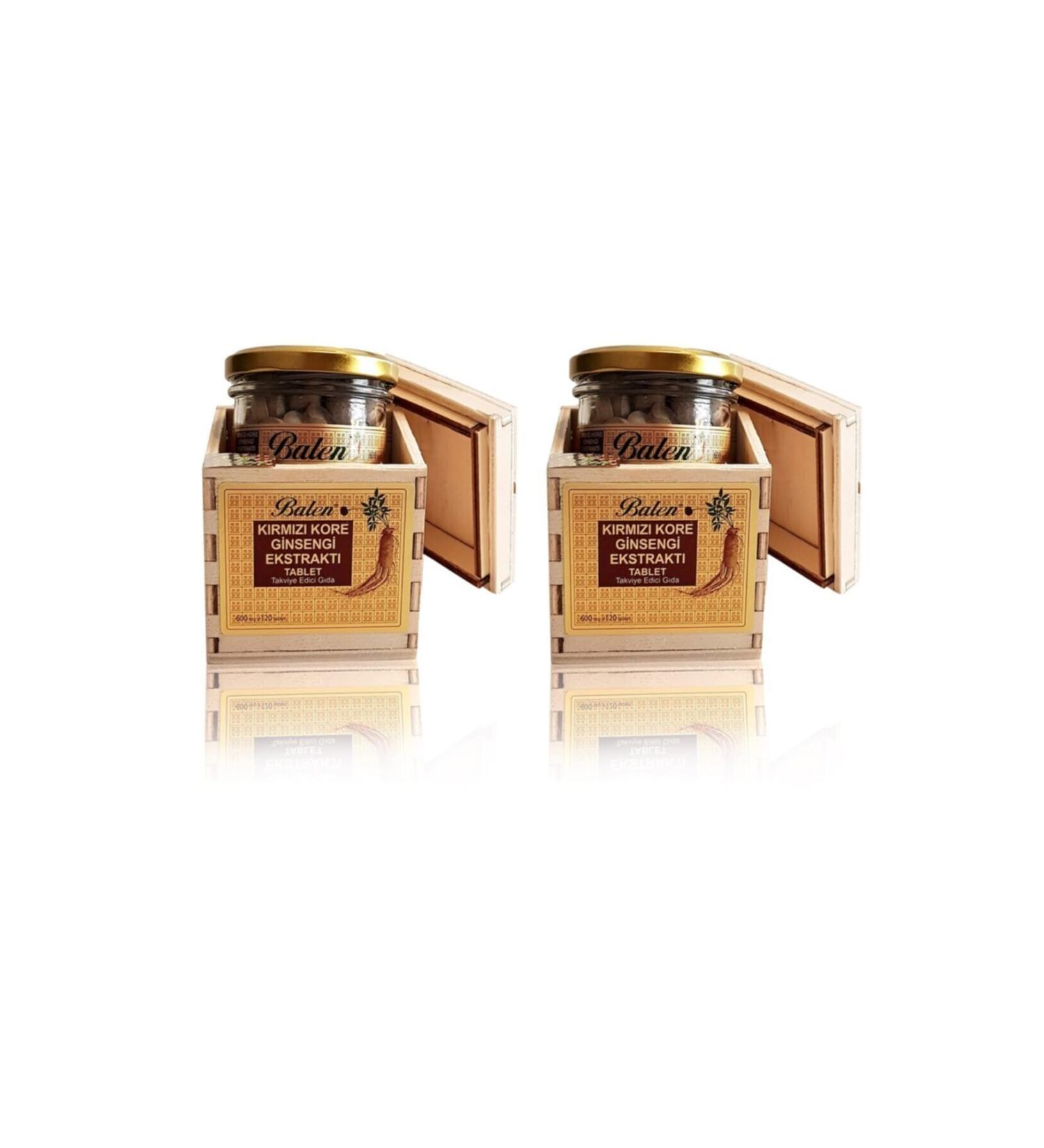 Balen 2 Boxes Wooden Box Ginseng Red Korean Ginsenk Ginsek 600 Mg X 120 Tablets