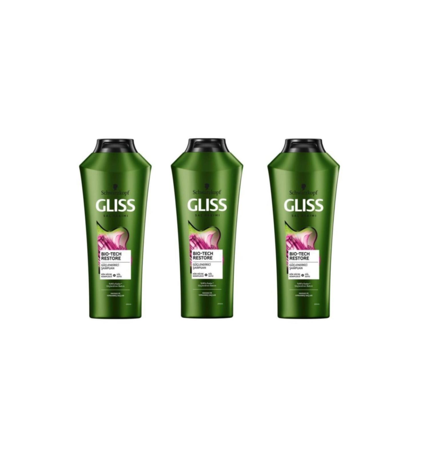 Gliss Shampoo 3 X 360ml Bio-tech Restore