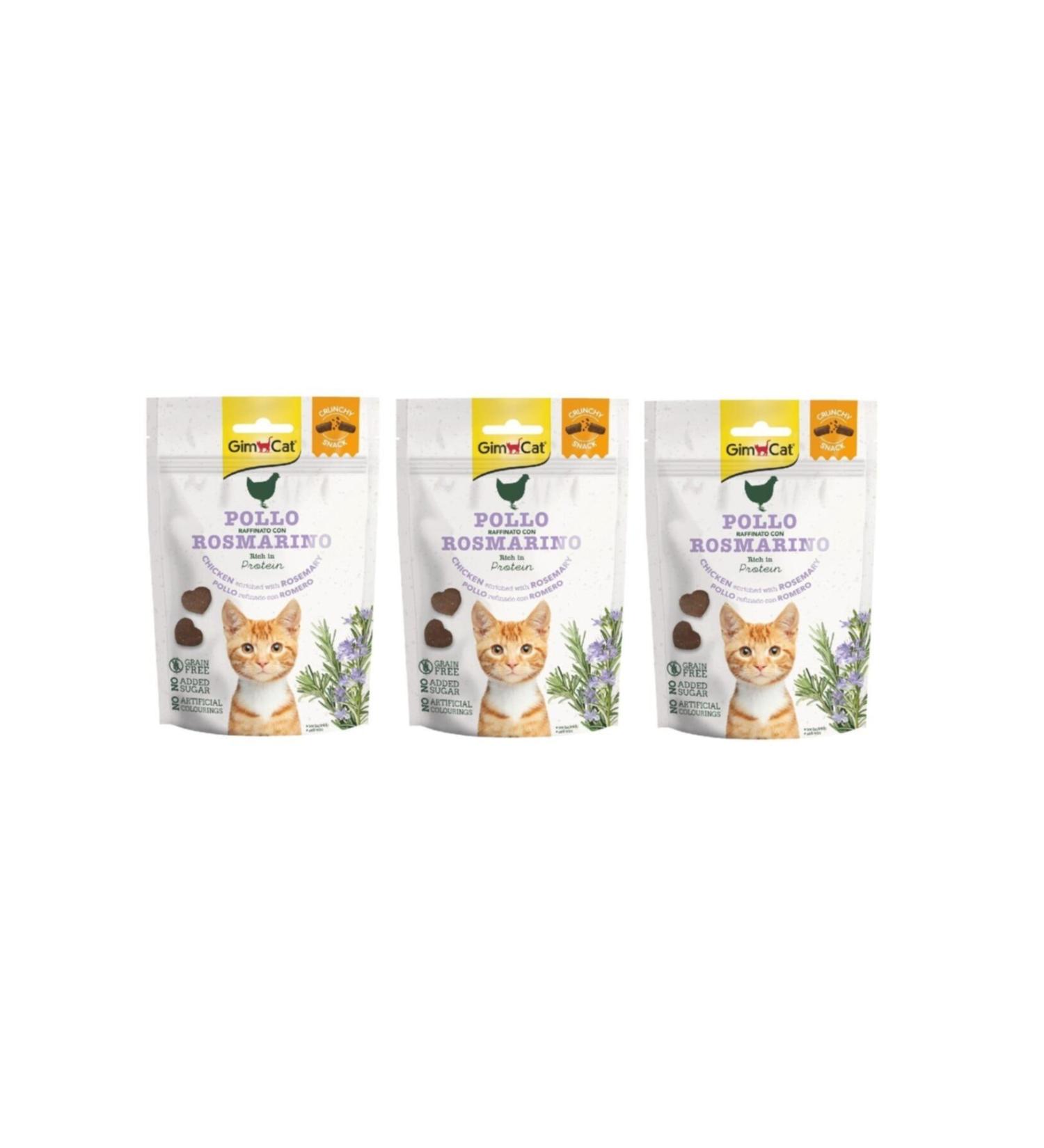Gimcat Crunchy 3 Pieces Snacks Chicken & Rosmery Cat Reward 50 Gr Grain Free
